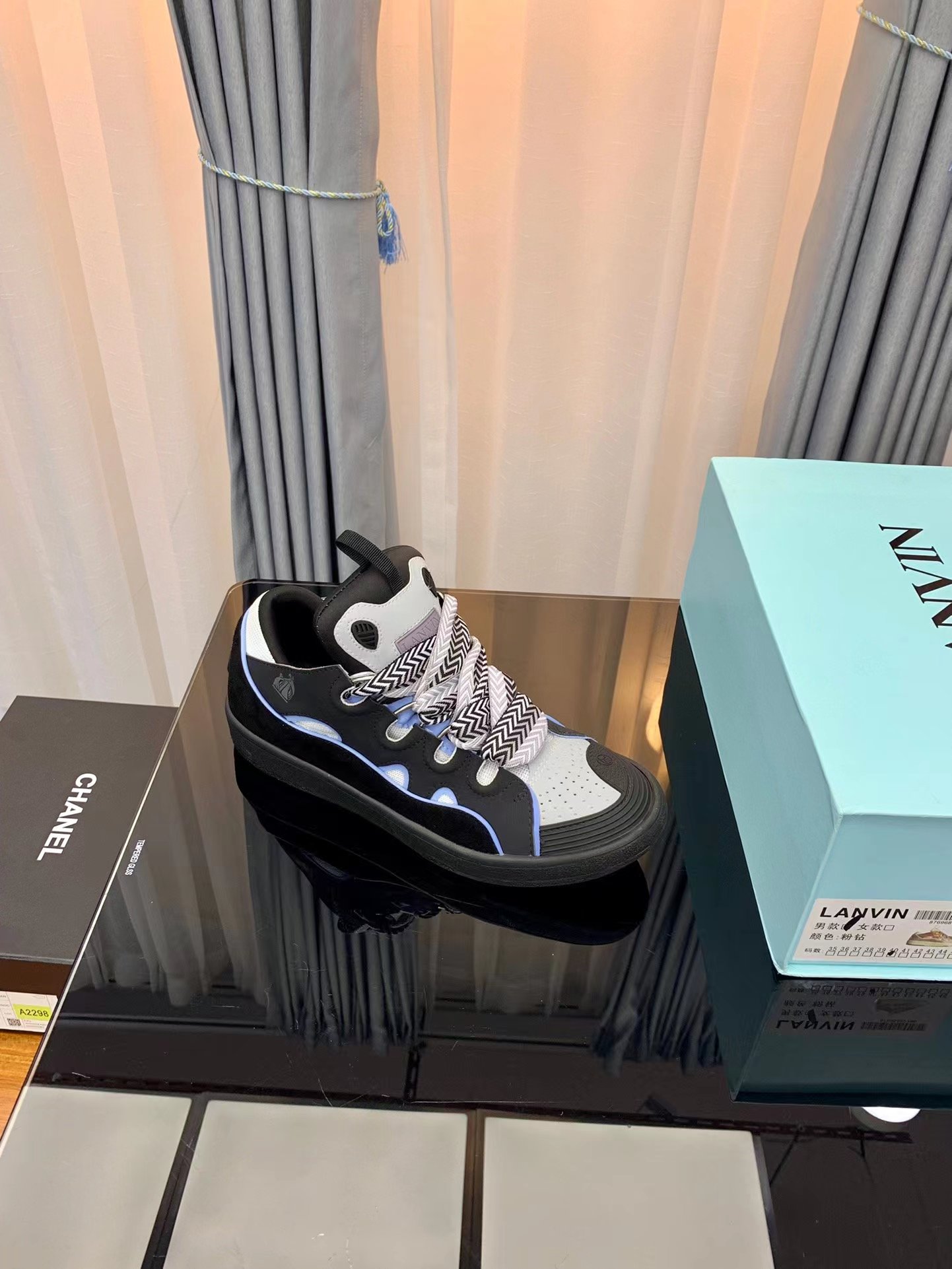 Lanvin Leather Curb black and white - vstockx