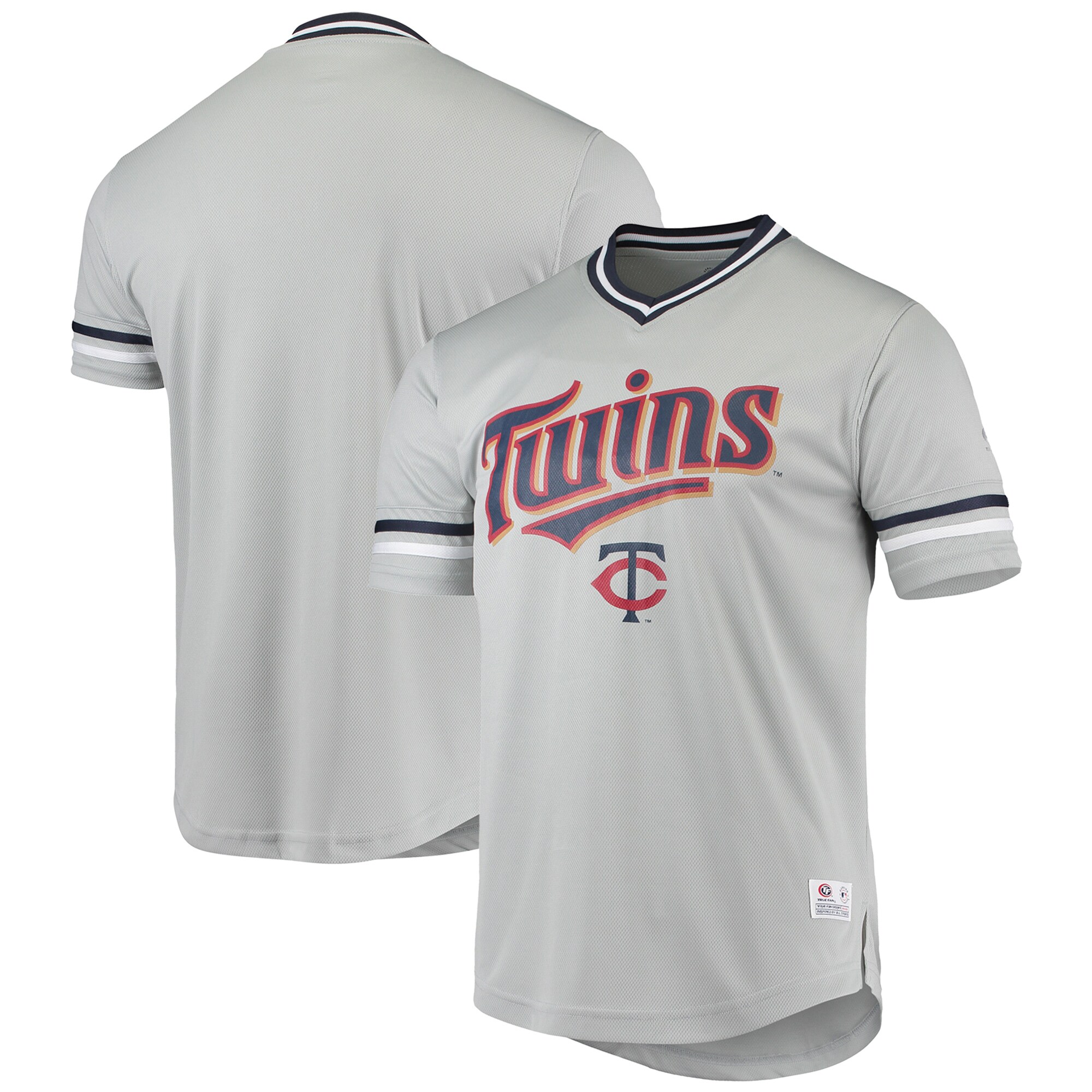 Men's Gray Minnesota Twins Replica V-Neck Jersey - vstockx