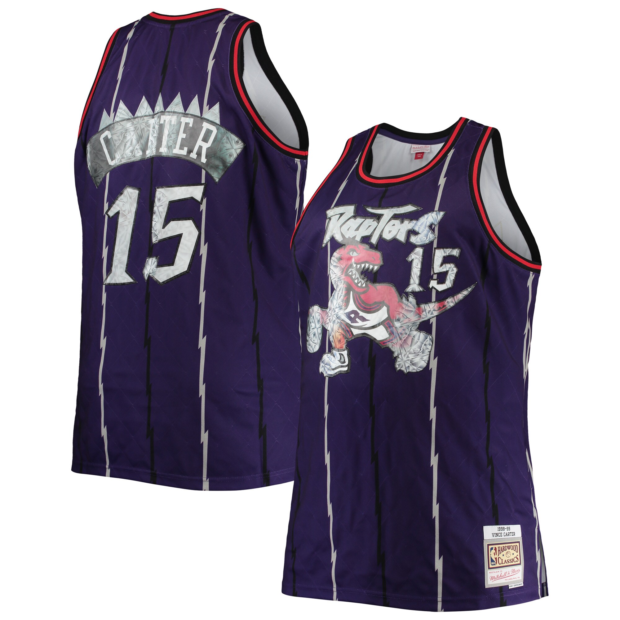 Vince Carter Toronto Raptors Mitchell & Ness Big & Tall 1998-99 NBA 75th Anniversary Diamond Swingman Jersey - Purple - vstockx
