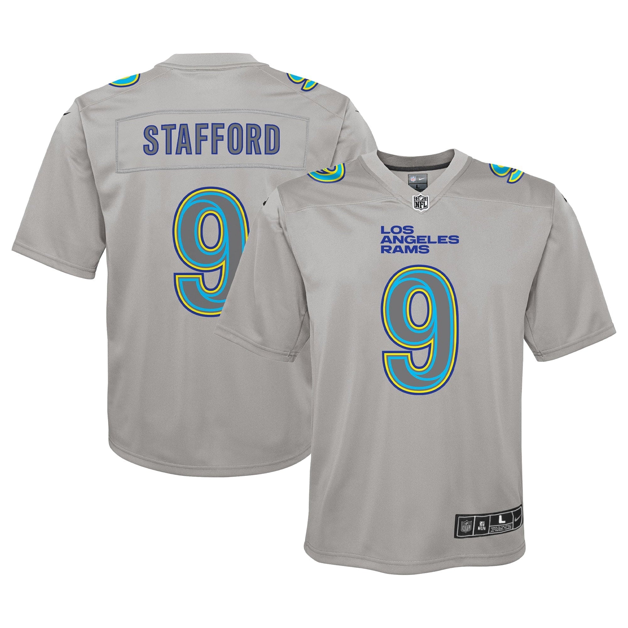 Youth Nike Matthew Stafford Gray Los Angeles Rams Atmosphere Game Jersey - vstockx