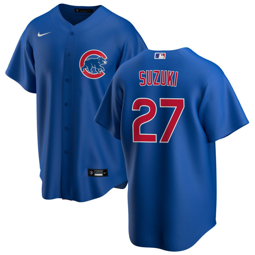Men's Seiya Suzuki Chicago Cubs Blue Alternate Premium Stitch Replica Jersey - vstockx
