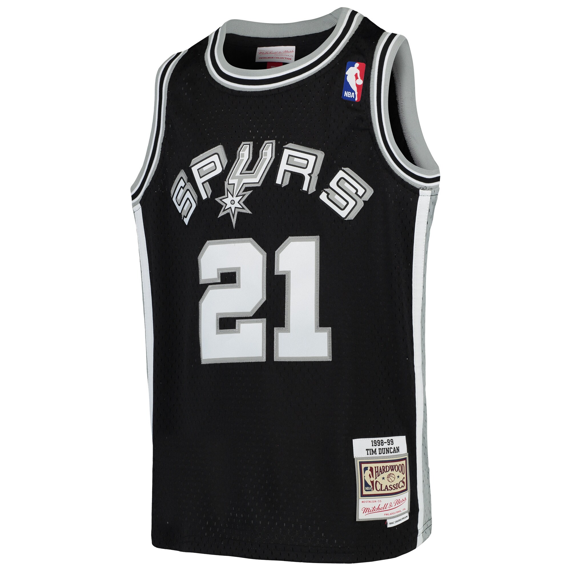 Tim Duncan San Antonio Spurs Mitchell & Ness Youth Swingman Throwback Jersey - Black - vstockx