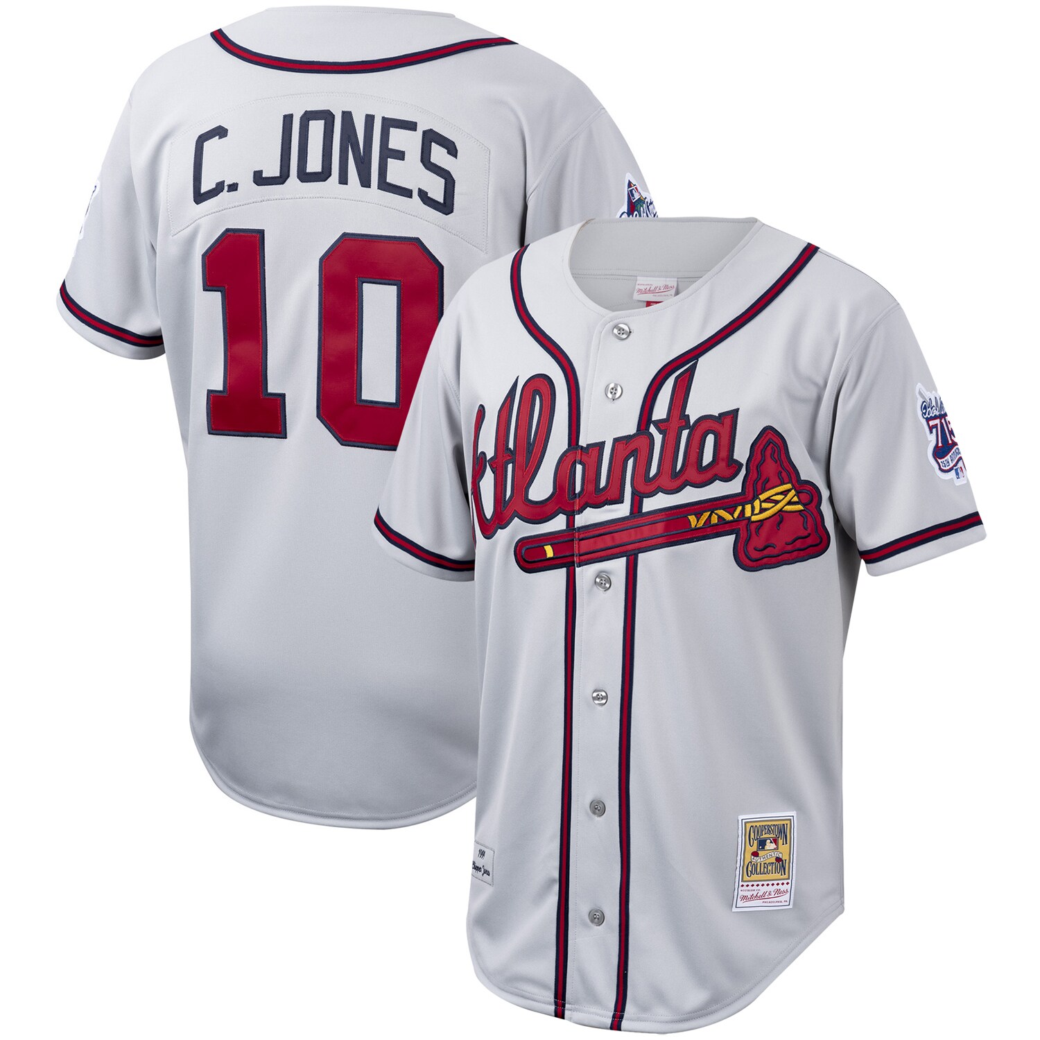 Chipper Jones Atlanta Braves Mitchell & Ness Cooperstown Collection Authentic Jersey - Gray - vstockx