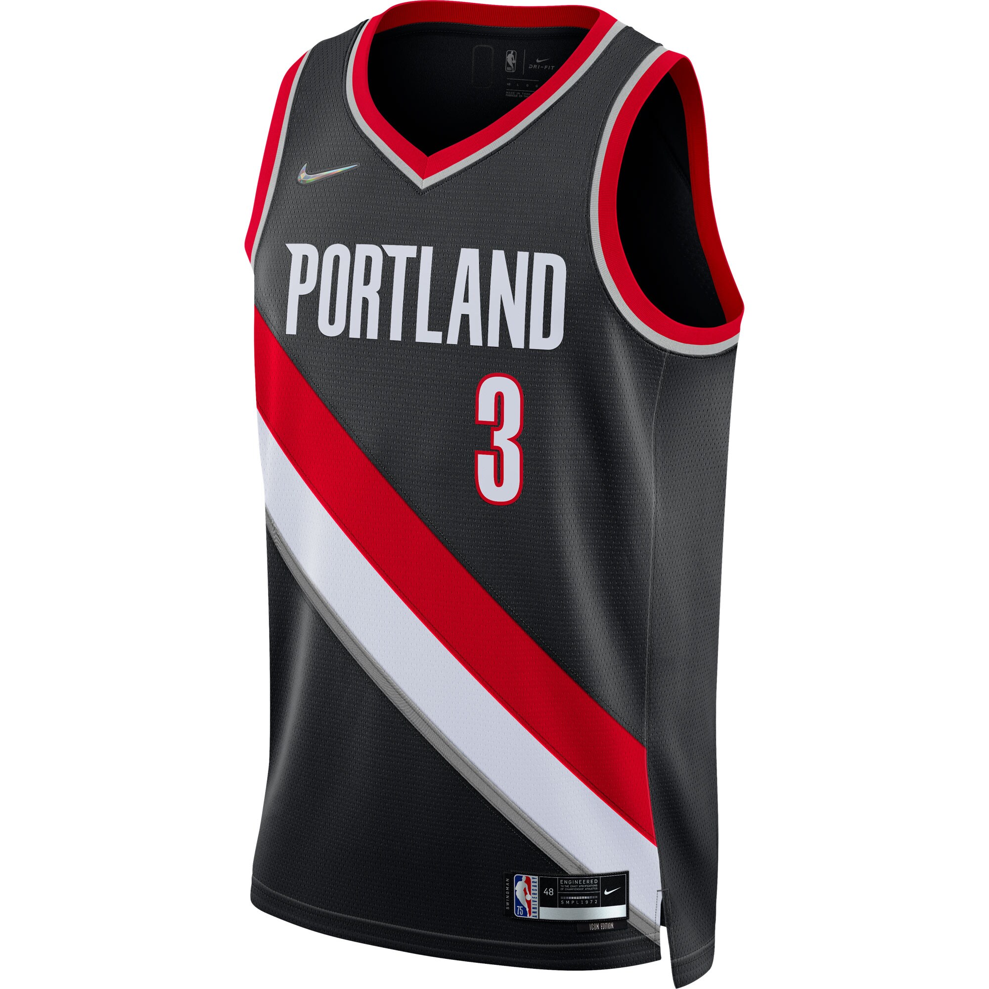 C.J. McCollum Portland Trail Blazers Nike 2021/22 Diamond Swingman Jersey - Icon Edition - Black - vstockx