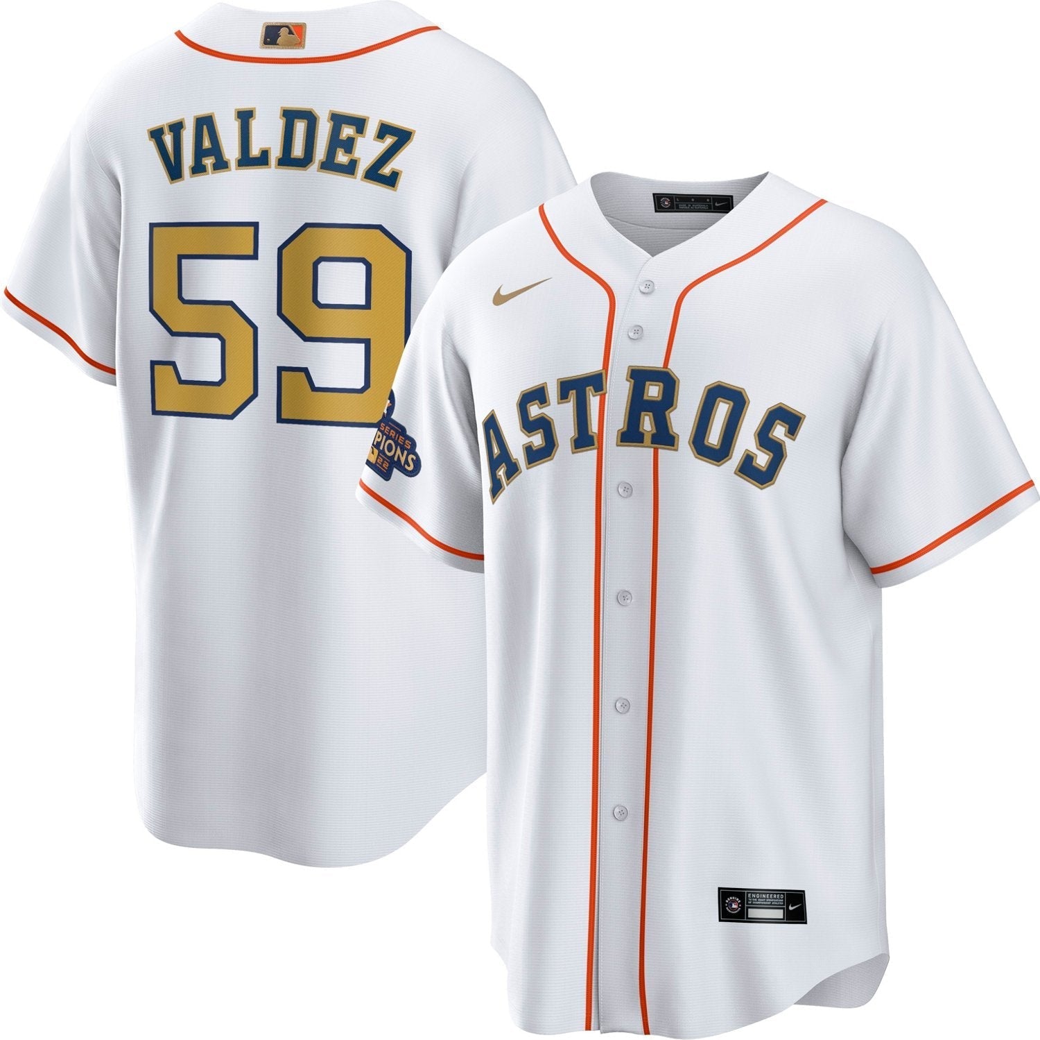 Nike Men's Houston Astros Gold Frambler Valdez Replica Jersey - vstockx