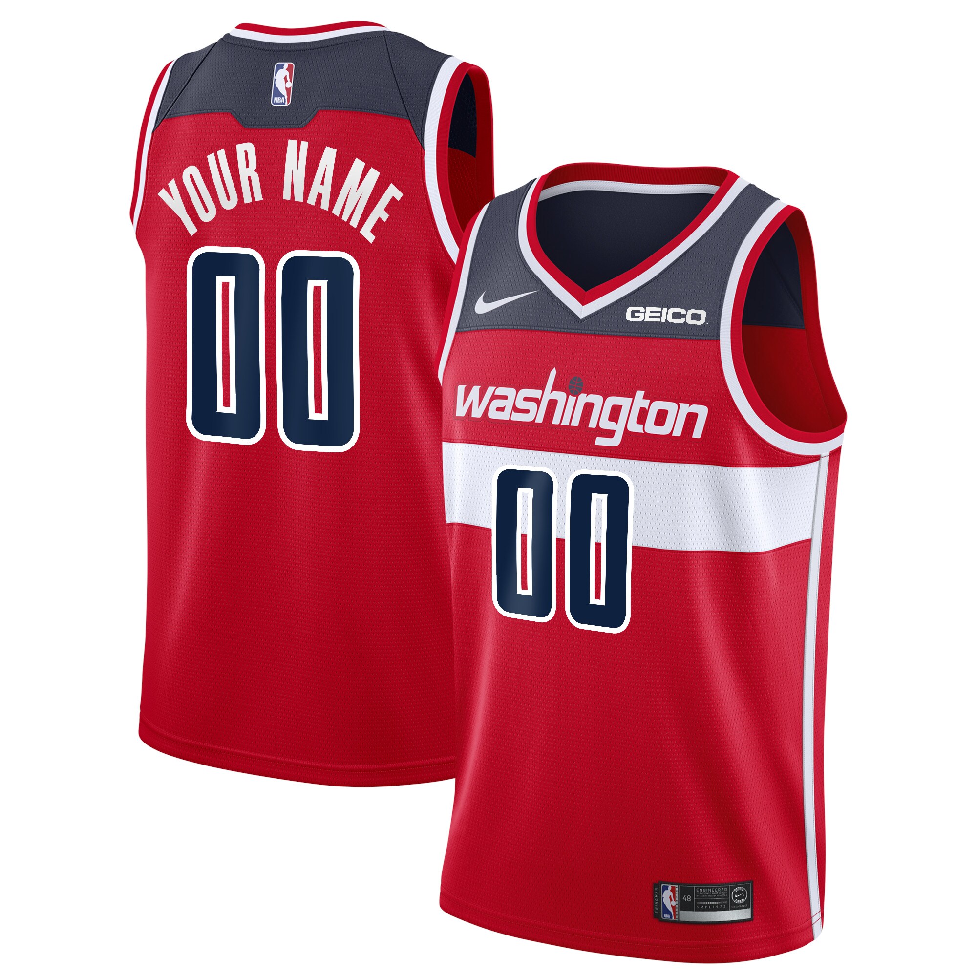 Washington Wizards Nike Custom Swingman Jersey - Icon Edition - Red - vstockx