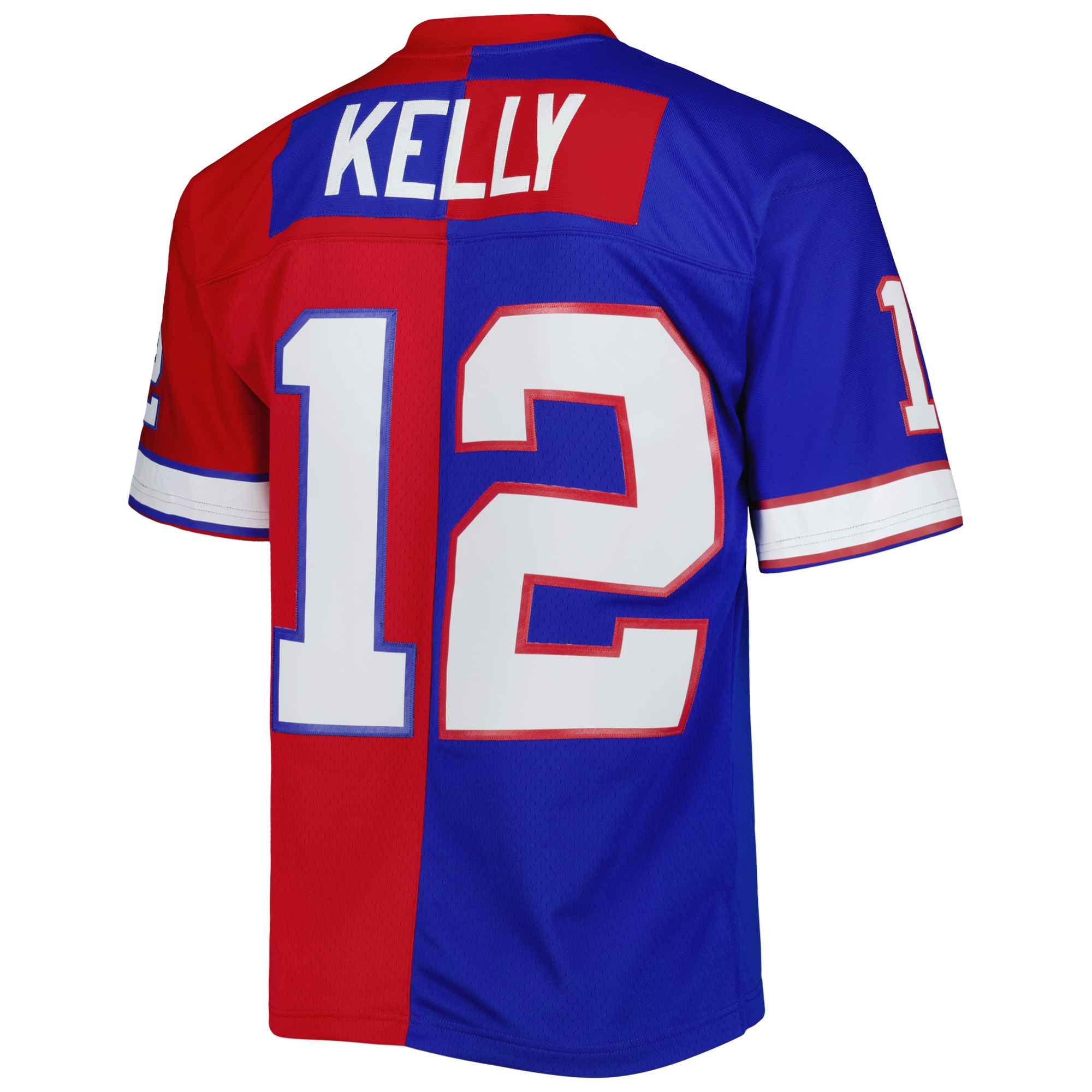 Jim Kelly Buffalo Bills Mitchell & Ness 1990 Split Legacy Replica Jersey - Royal/Red - vstockx