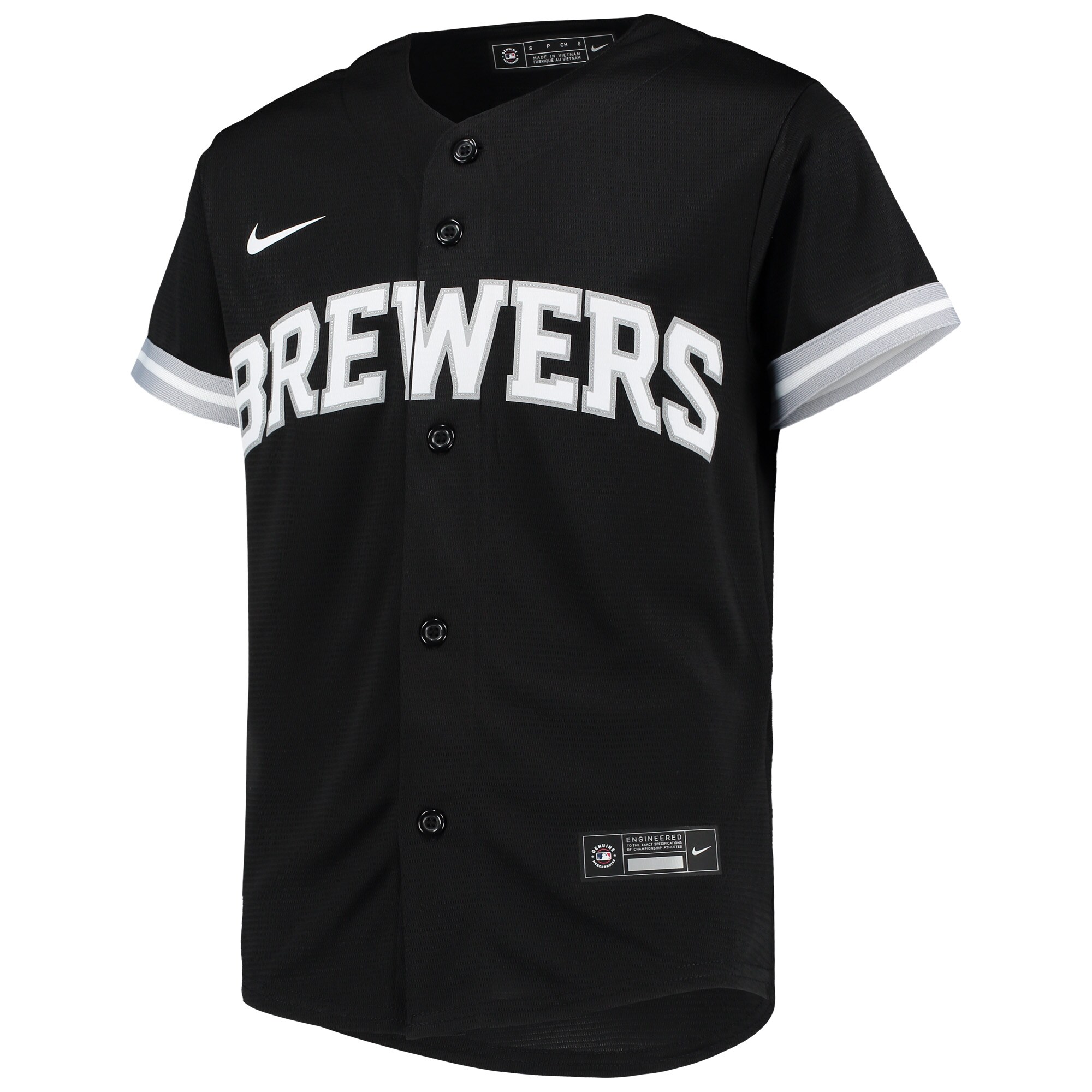 Milwaukee Brewers Nike Youth Replica Team Jersey - Black/White - vstockx
