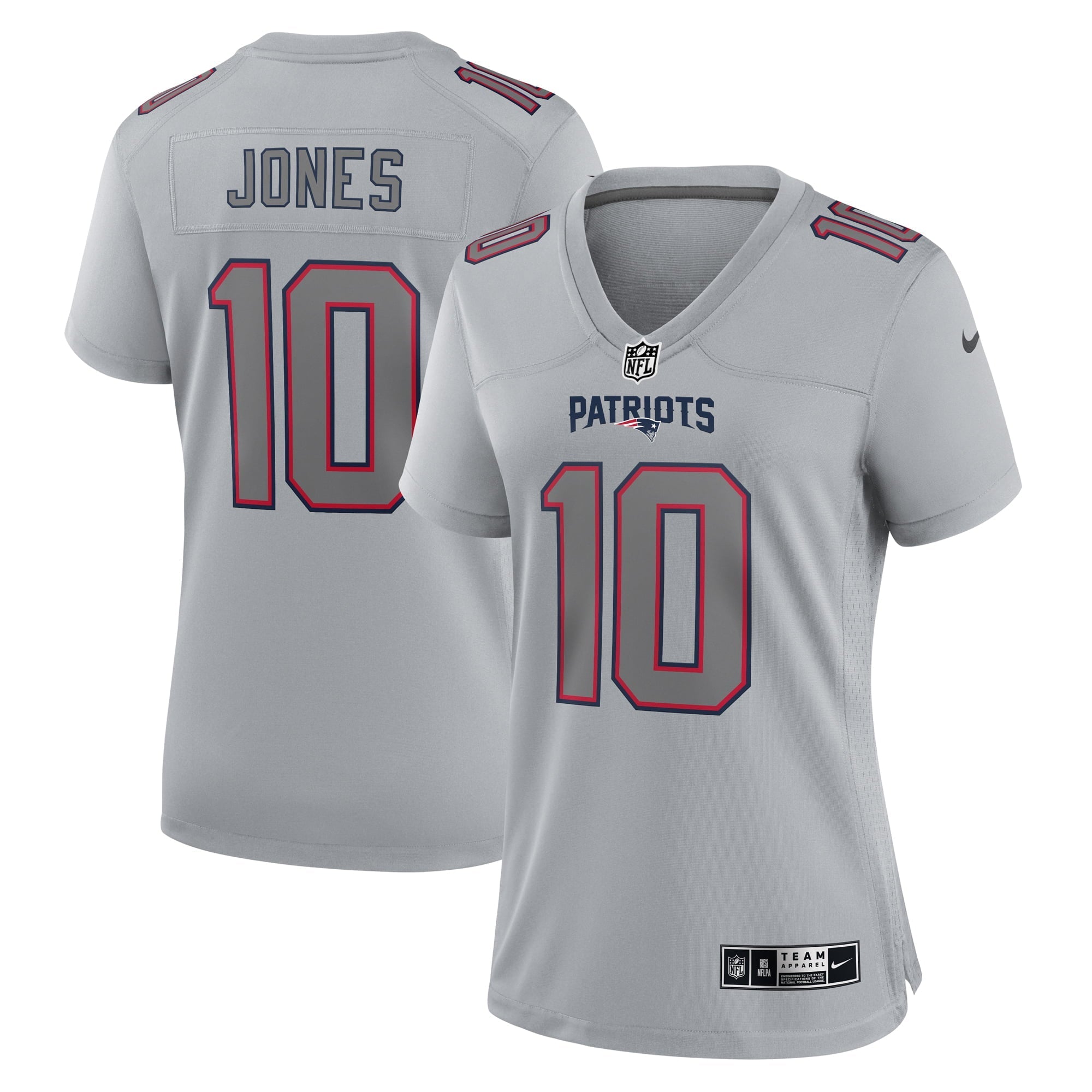 Women's Nike Mac Jones Gray New England Patriots Atmosphere Fashion Game Jersey - vstockx