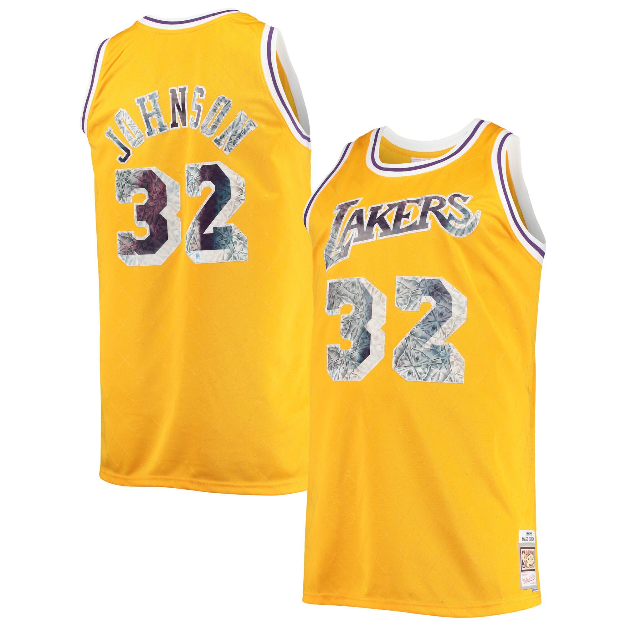 Magic Johnson Los Angeles Lakers Mitchell & Ness Big & Tall 1984/85 NBA 75th Anniversary Diamond Swingman Jersey - Gold - vstockx