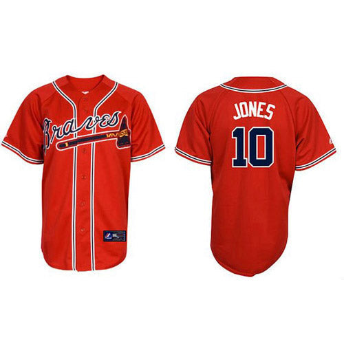 Men's Atlanta Braves Chipper Jones Replica Alternate Jersey - Red - vstockx