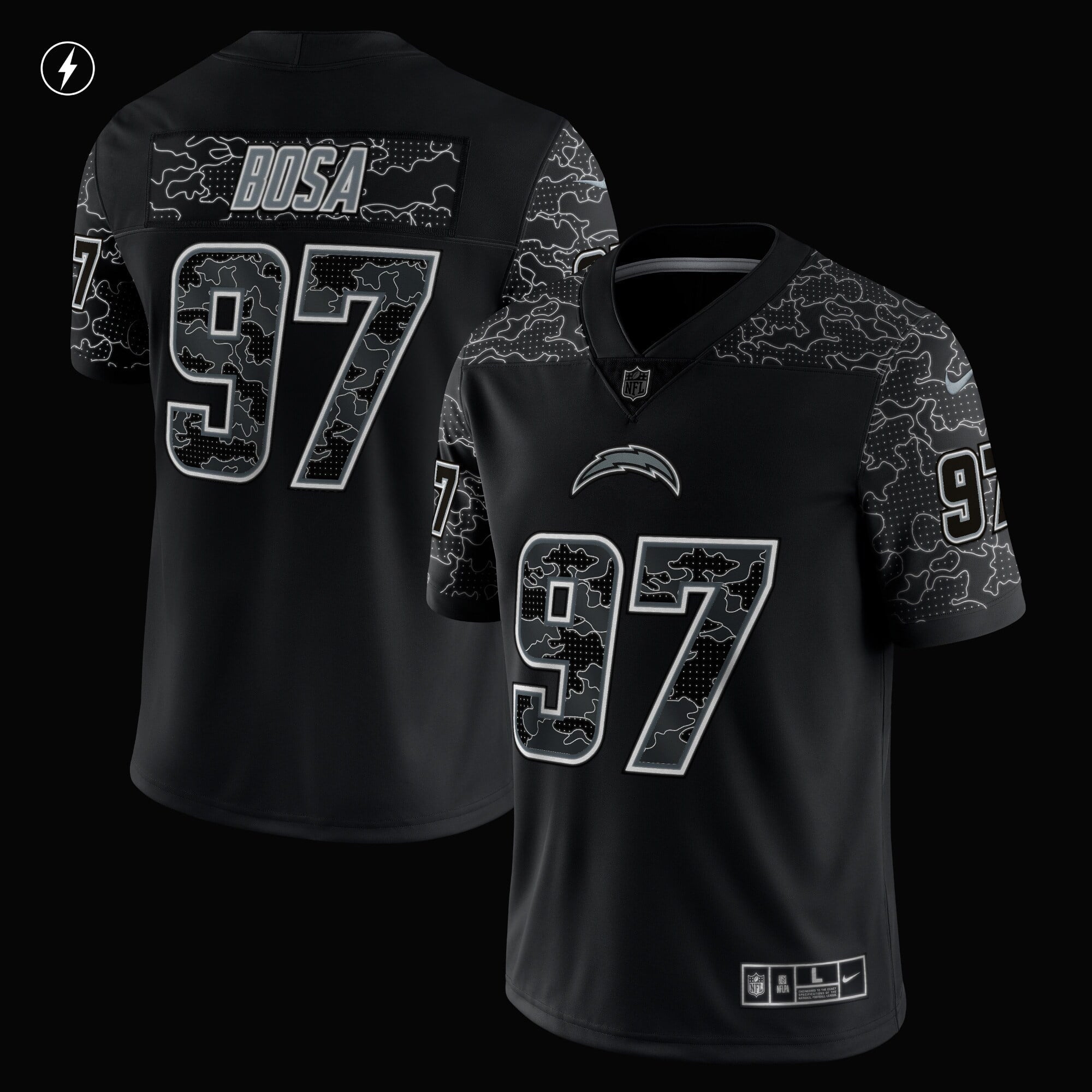 Men's Nike Joey Bosa Black Los Angeles Chargers RFLCTV Limited Jersey - vstockx