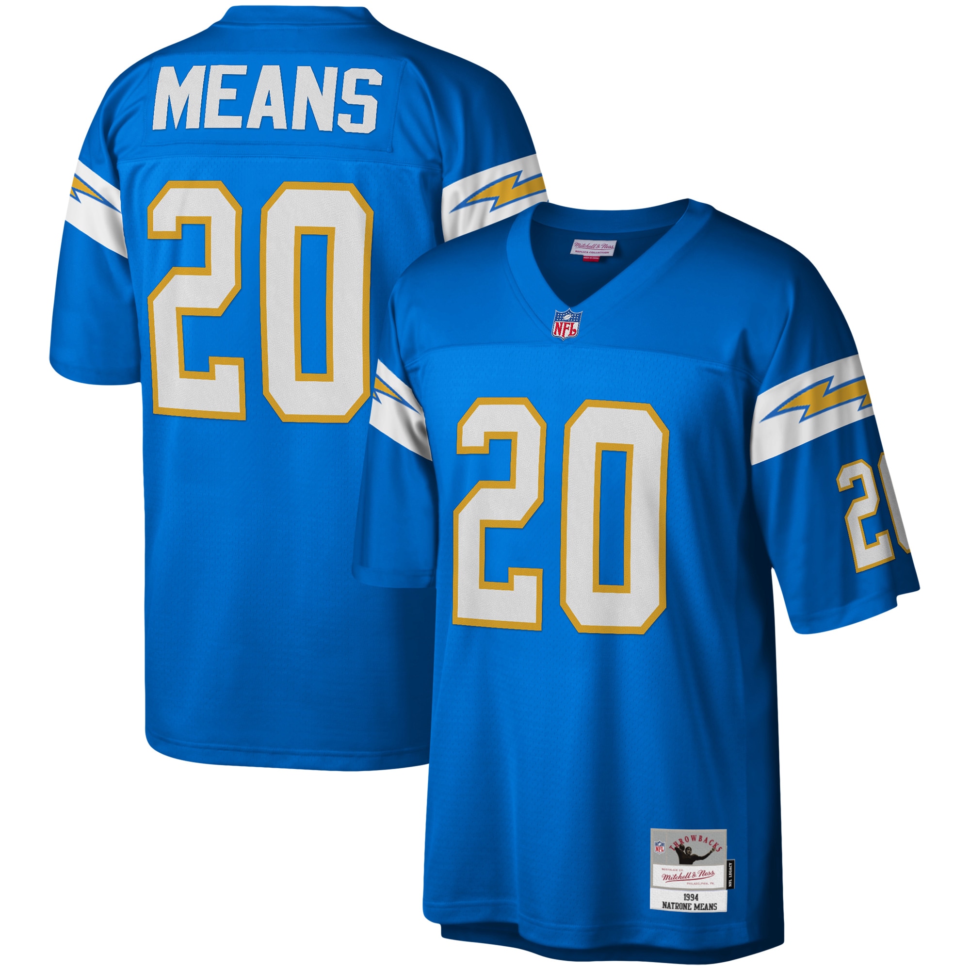 Natrone Means Los Angeles Chargers Mitchell & Ness Legacy Replica Jersey - Powder Blue - vstockx
