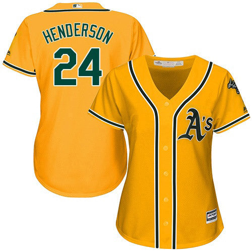 Women's Oakland Athletics Rickey Henderson Replica Alternate Jersey - Yellow - vstockx