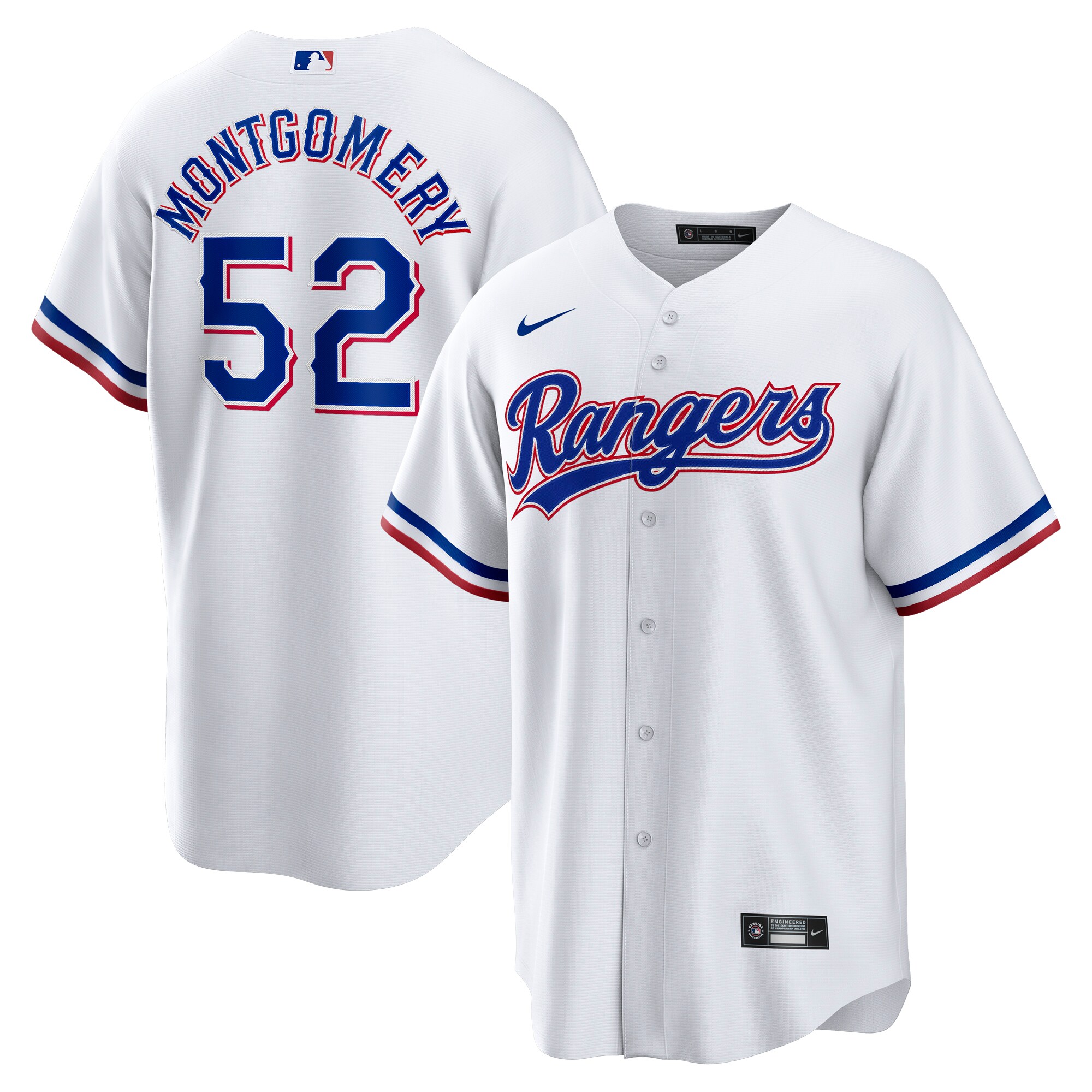 Jordans Montgomery Texas Rangers Nike Home Replica Player Jersey - White - vstockx