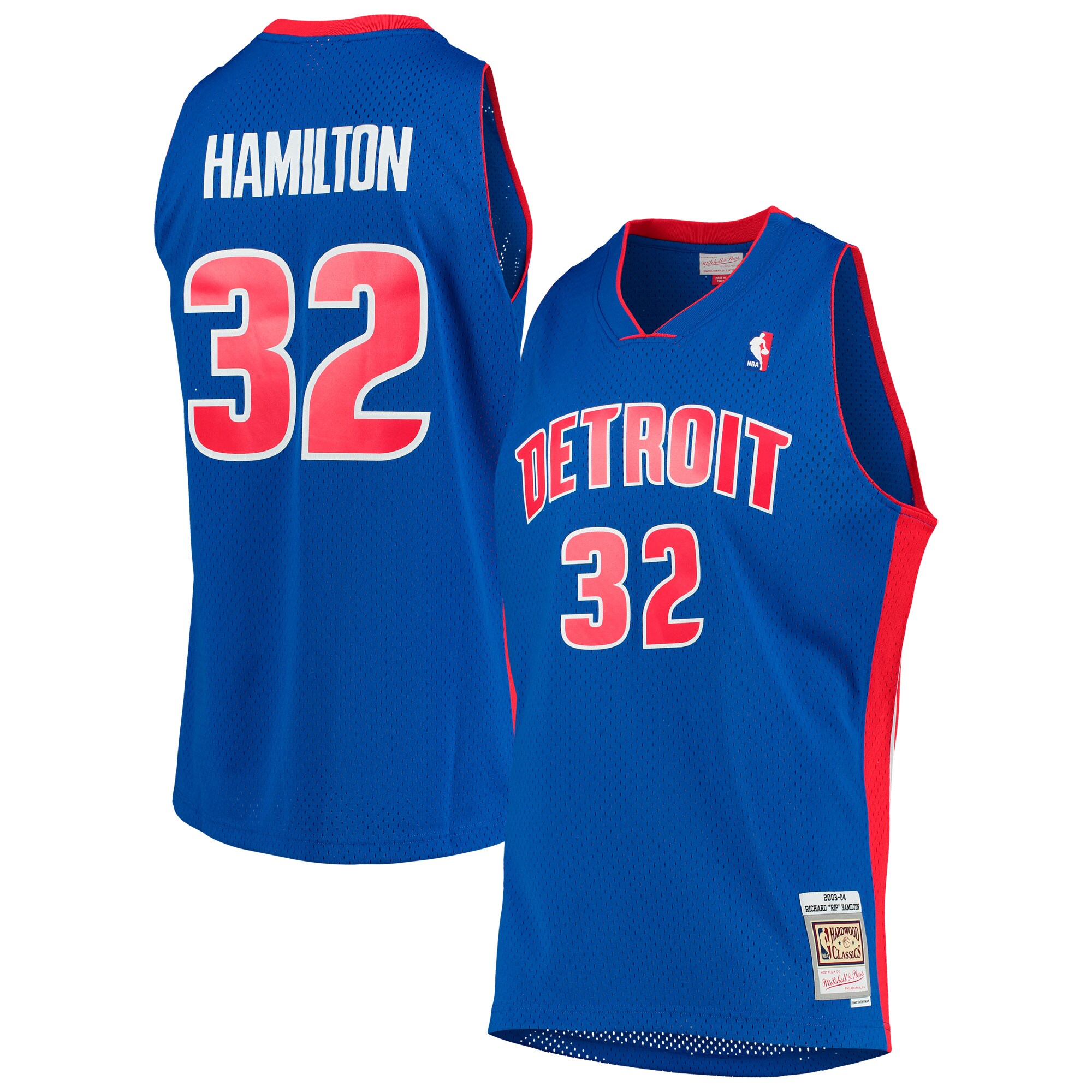 Richard Hamilton Detroit Pistons Mitchell & Ness Hardwood Classics Swingman Jersey - Blue - vstockx