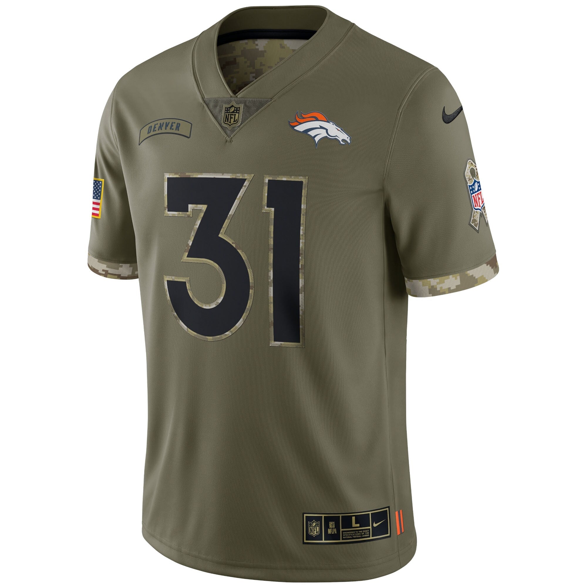 Men's Nike Justin Simmons Olive Denver Broncos 2022 Salute To Service Limited Jersey - vstockx