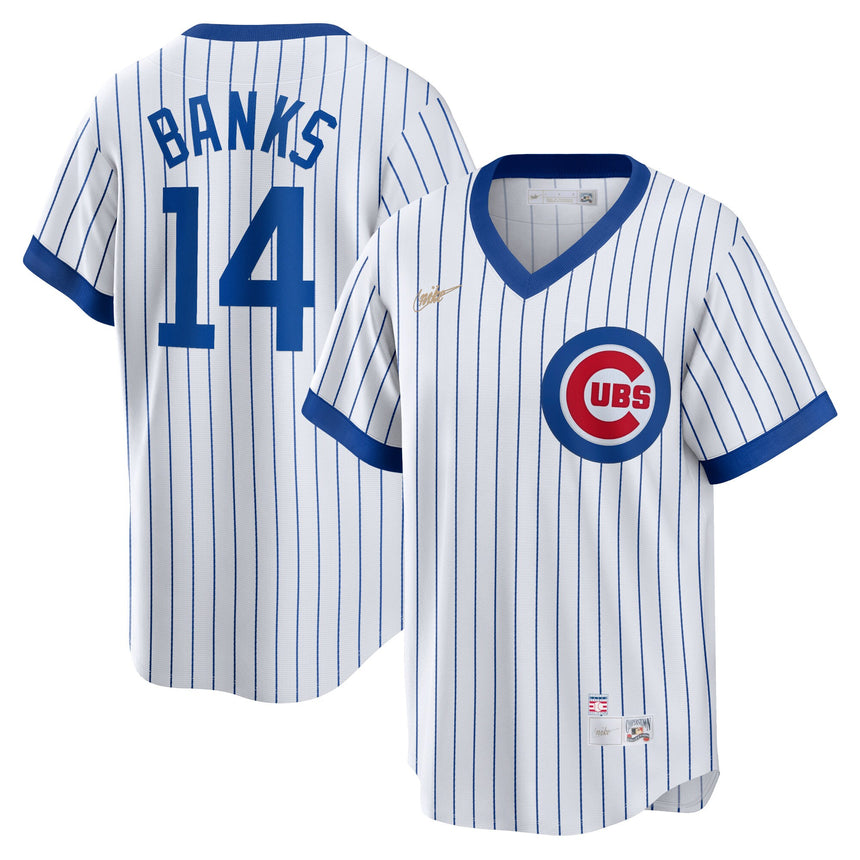 Men's Chicago Cubs Ernie Banks White Home Cooperstown Collection Player Jersey - vstockx
