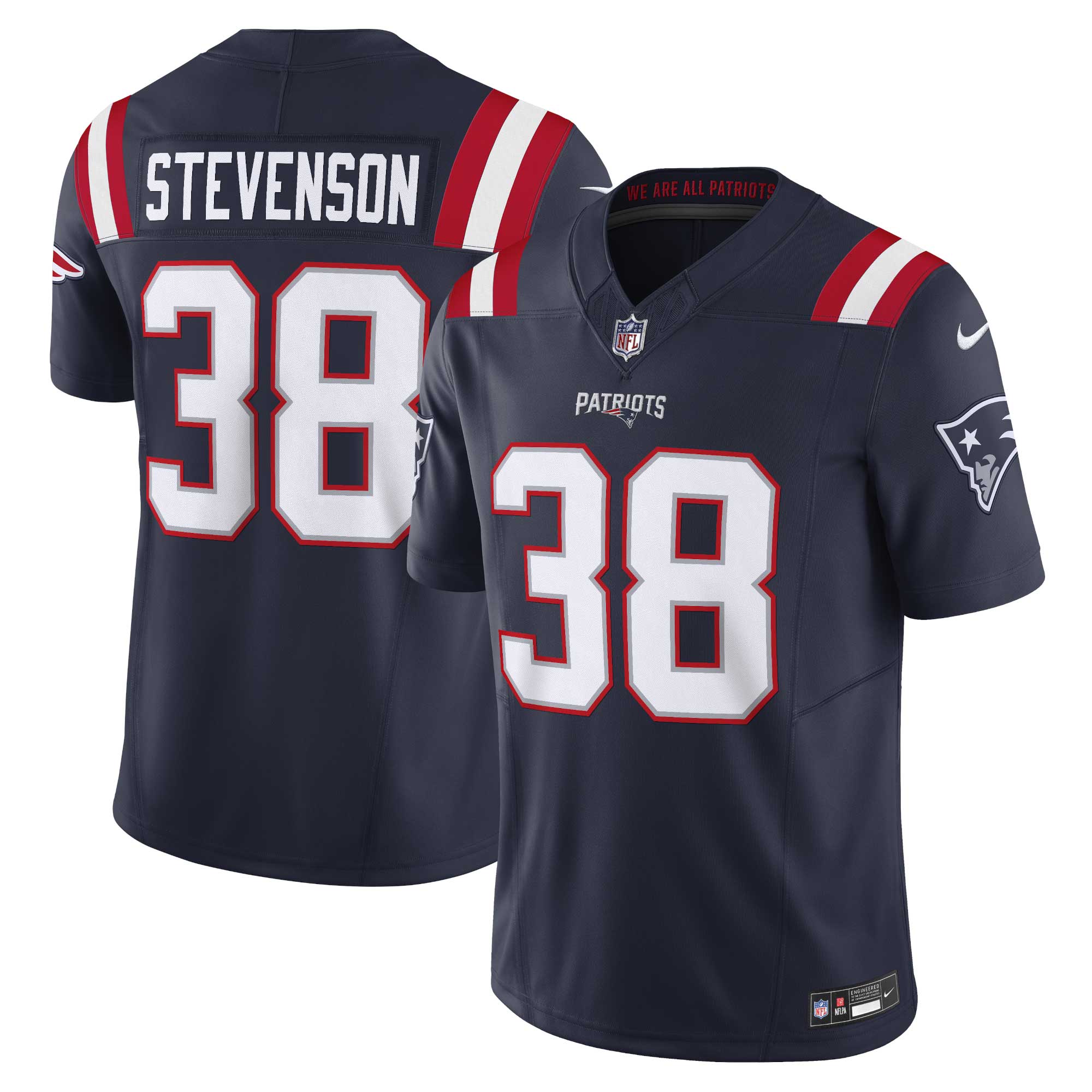 Men's Nike Rhamondre Stevenson Navy New England Patriots Vapor F.U.S.E. Limited Jersey - vstockx