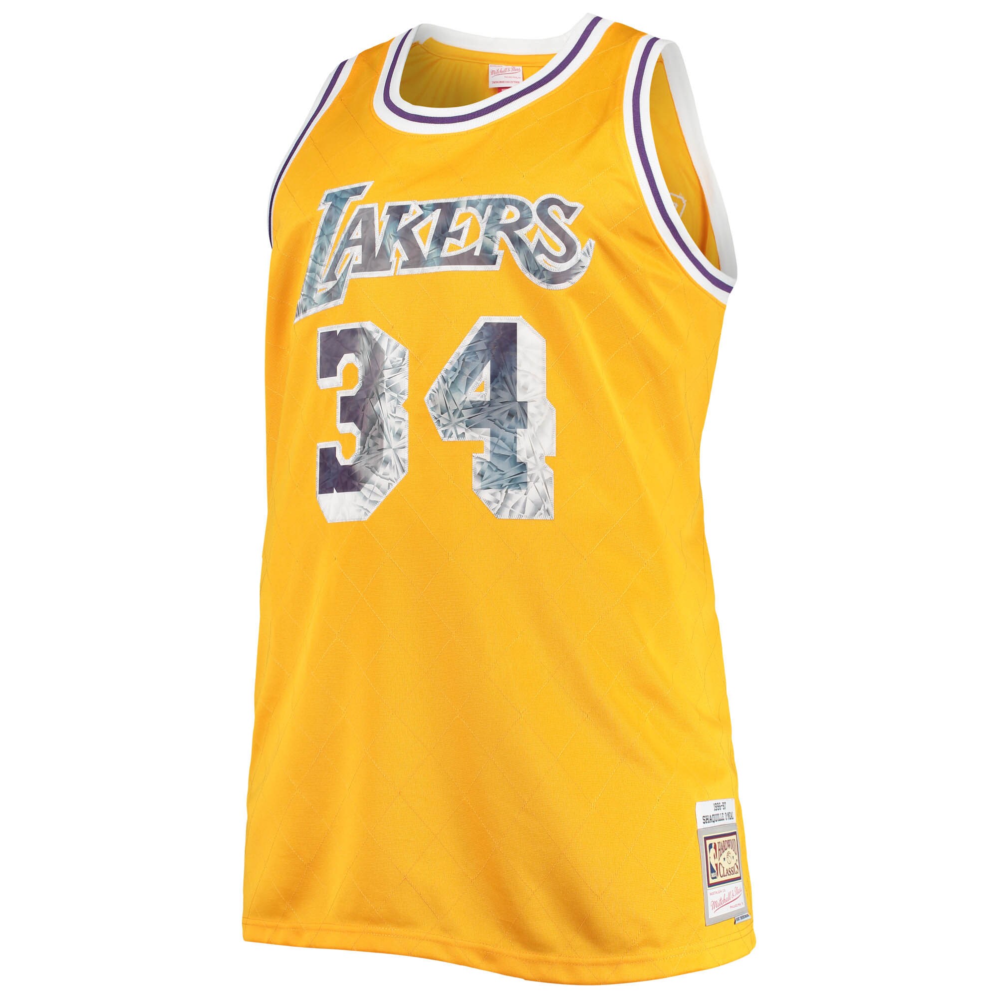 Shaquille O'Neal Los Angeles Lakers Mitchell & Ness Big & Tall 1996-97 NBA 75th Anniversary Diamond Swingman Jersey - Gold - vstockx