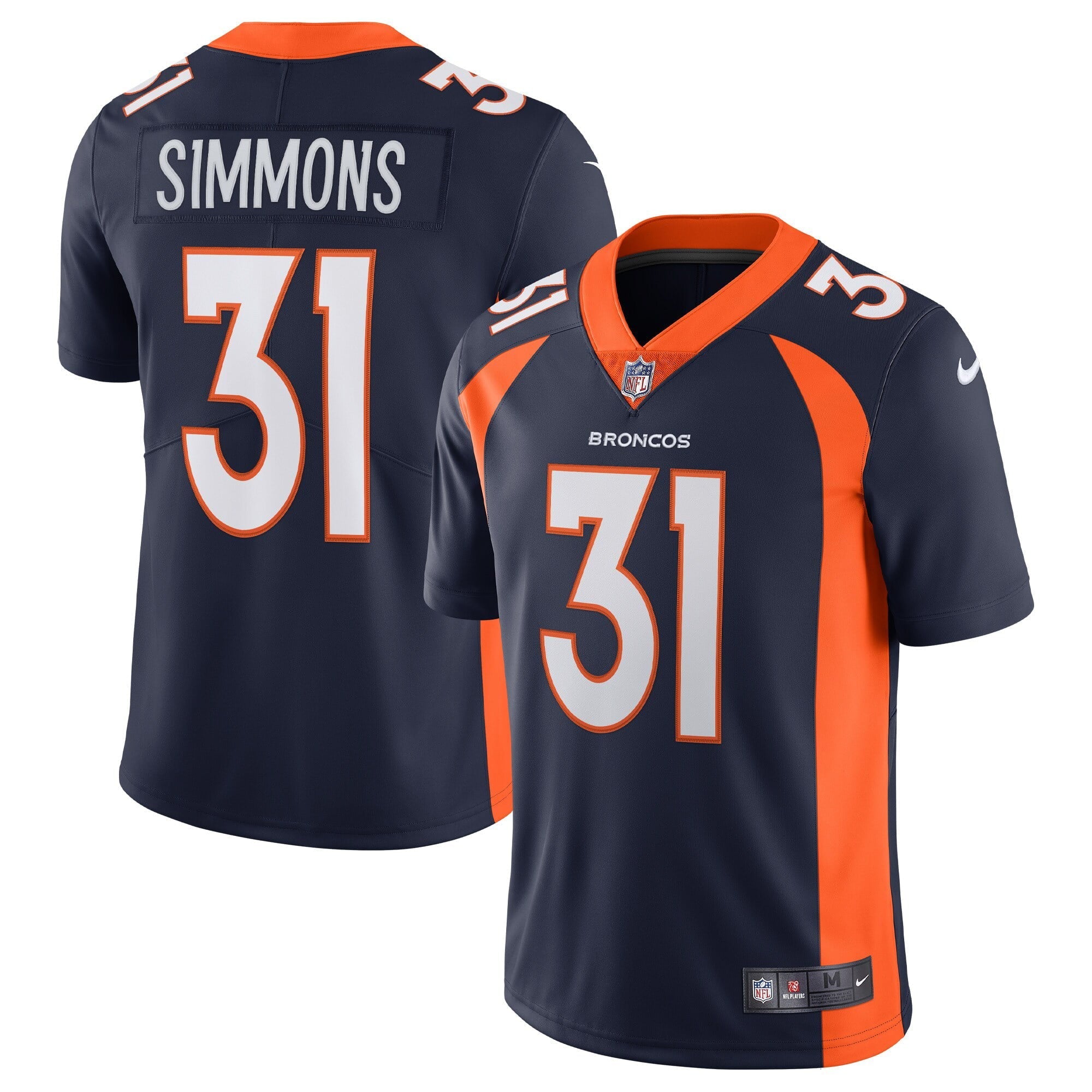 Men's Nike Justin Simmons Navy Denver Broncos Alternate Vapor Limited Jersey - vstockx