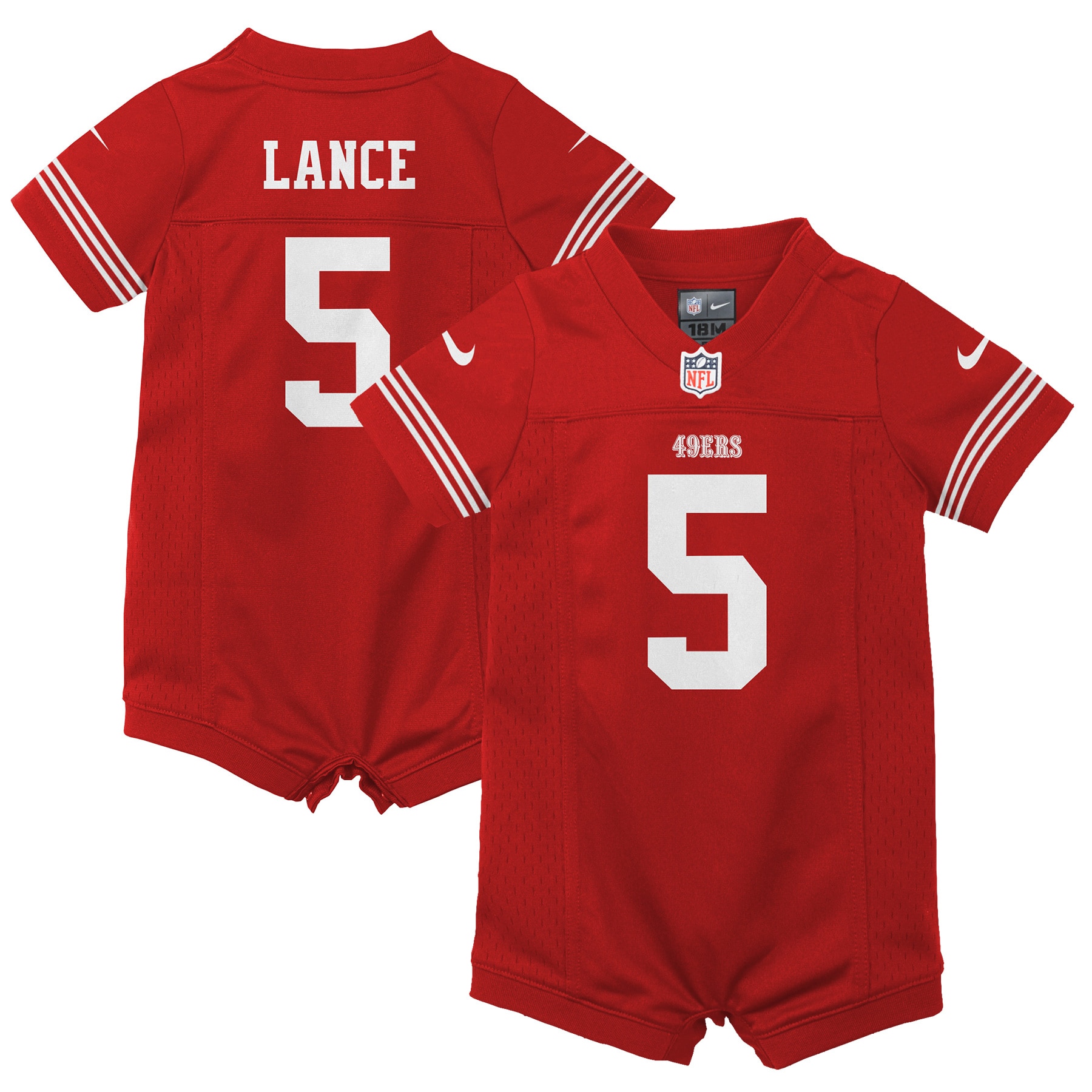 Trey Lance San Francisco 49ers Nike Infant Romper Game Jersey - Scarlet - vstockx