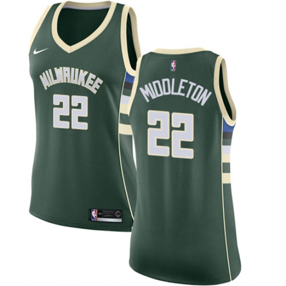 Women's Milwaukee Bucks Khris Middleton Icon Edition Jersey - Green - vstockx