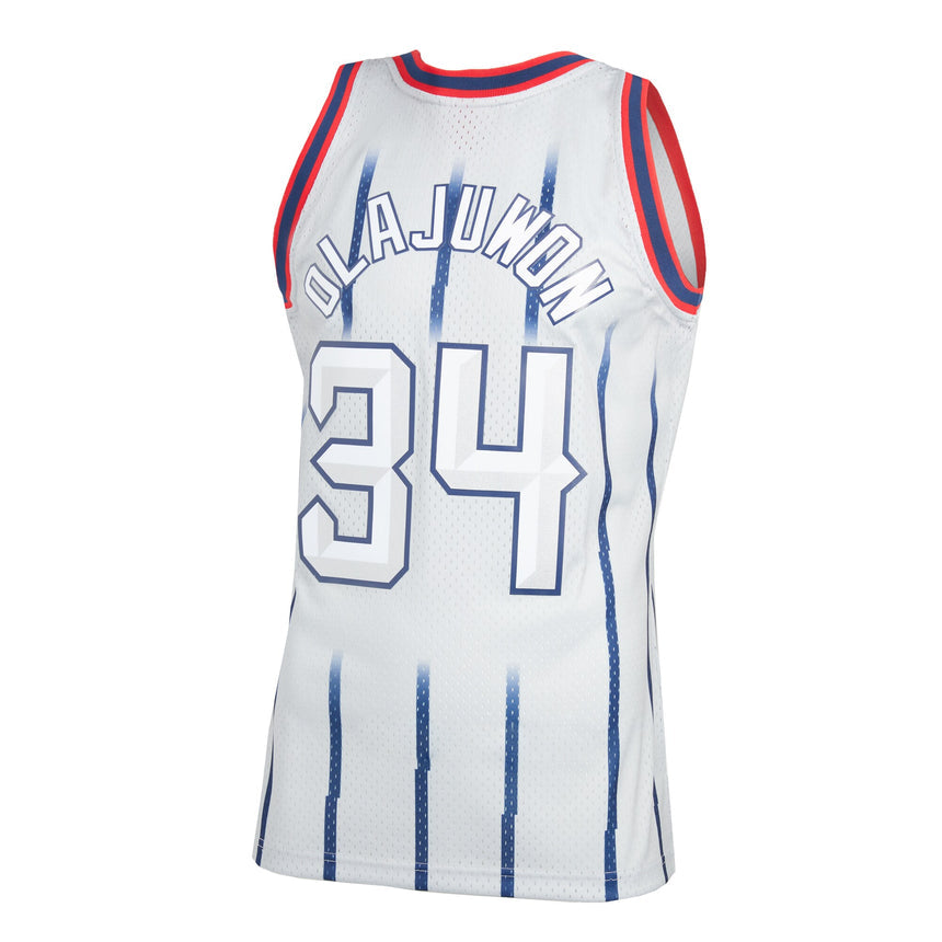 Men's Hakeem Olajuwon Houston Rockets Mitchell & Ness 1996-97 Hardwood Classics Reload 2.0 Swingman Jersey - Gray - vstockx