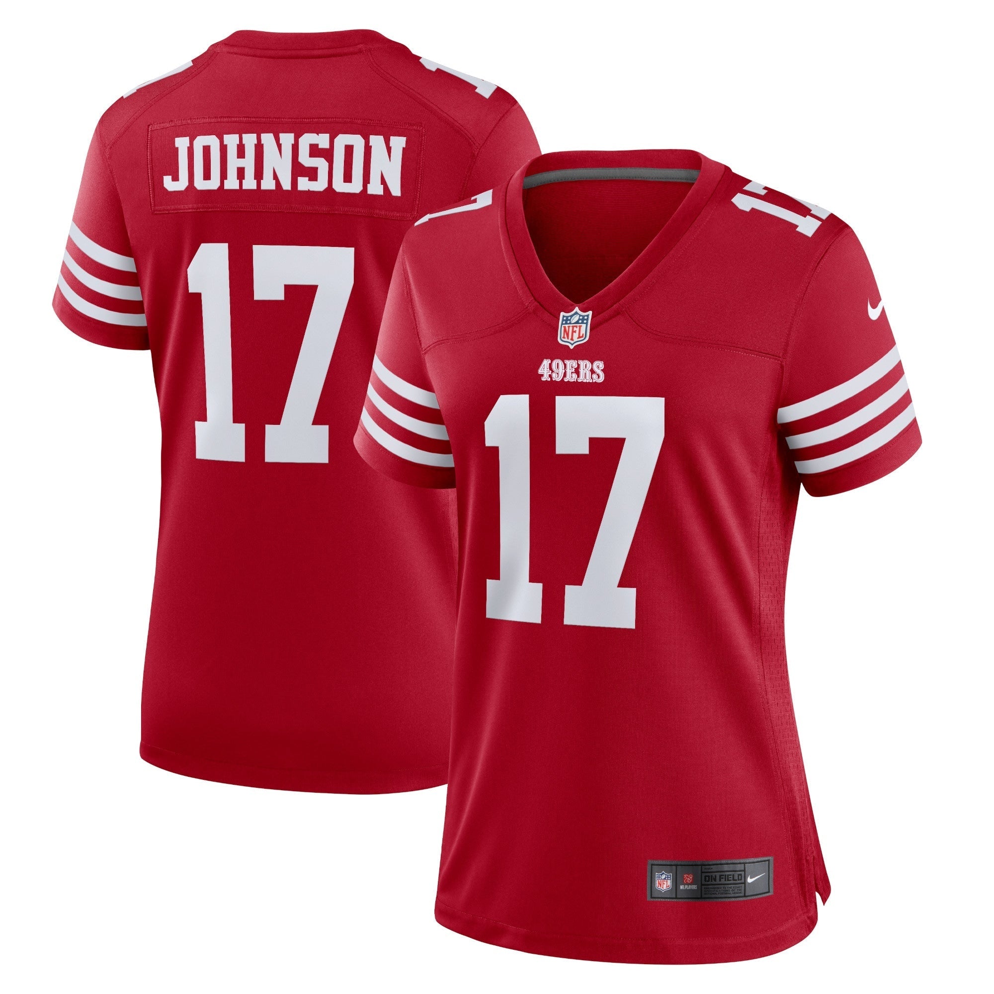 Women's Nike Josh Johnson Scarlet San Francisco 49ers Home Game Player Jersey - vstockx