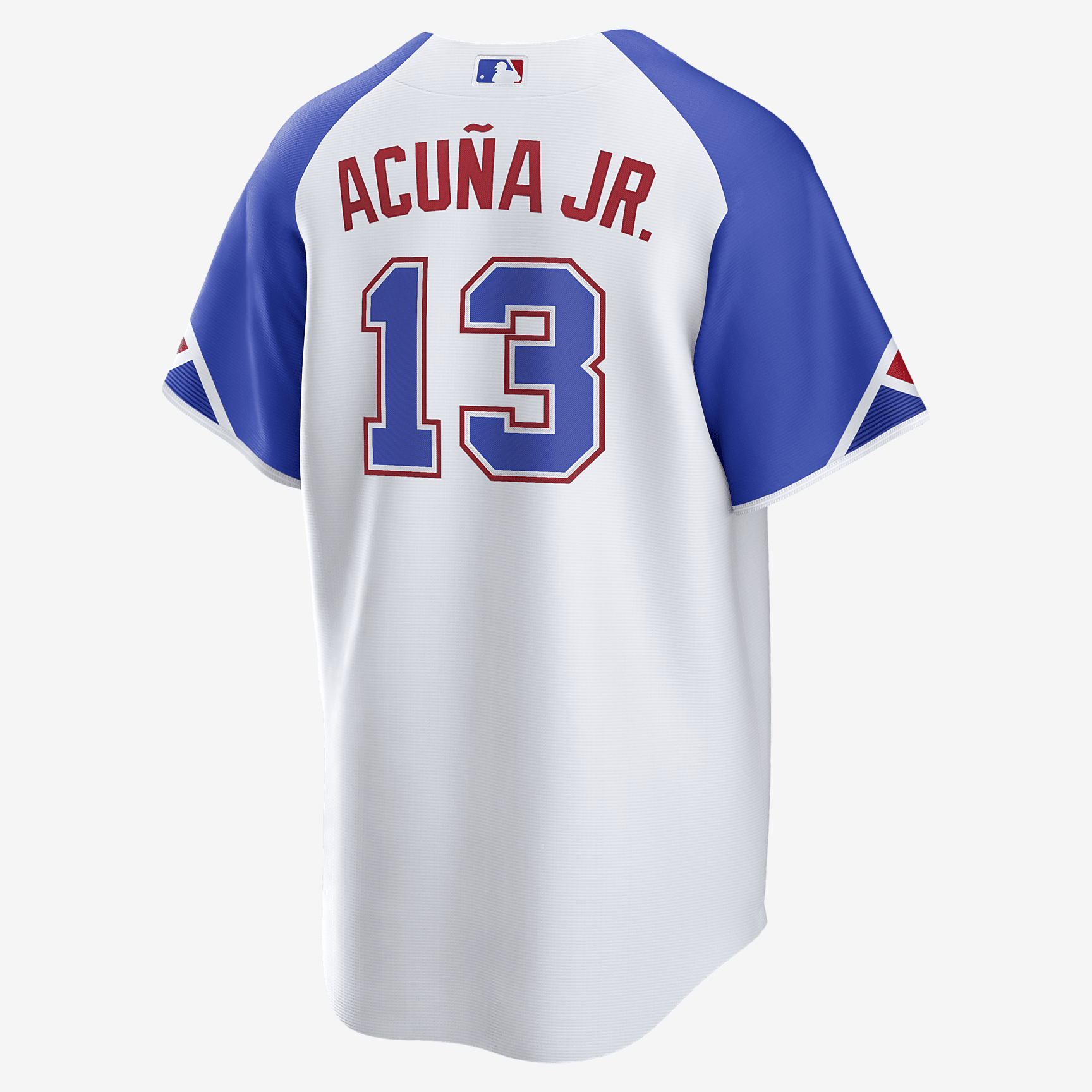 MLB Atlanta Braves City Connect (Ronald Acu?a Jr.) Men's Replica Baseball Jersey - White/Royal Blue - vstockx
