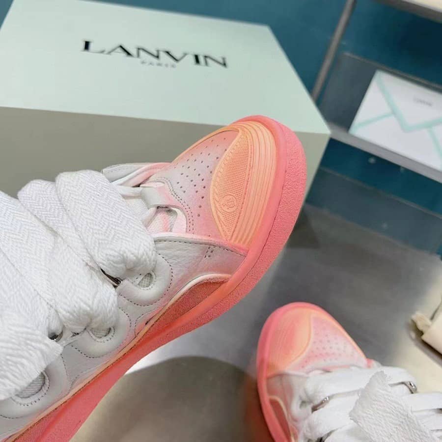 Lanvin Leather Curb sneakers Pink White - vstockx