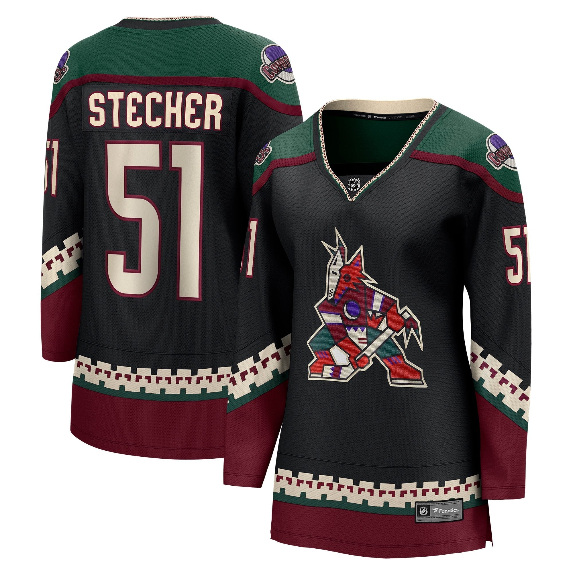 Women's Fanatics Branded Troy Stecher Black Arizona Coyotes Home Breakaway Player Jersey - vstockx