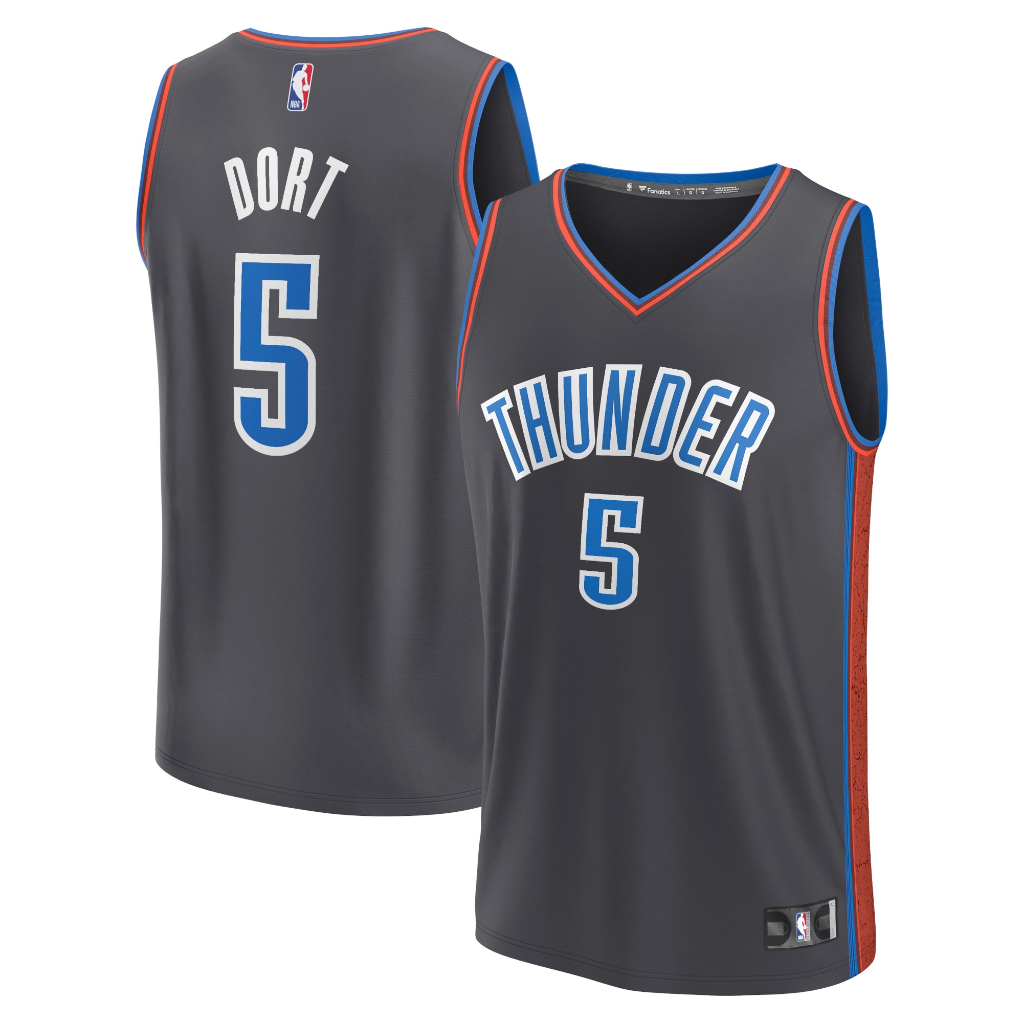 Luguentz Dort Oklahoma City Thunder Fanatics Branded 2022/23 Fastbreak Jersey - City Edition - Anthracite - vstockx