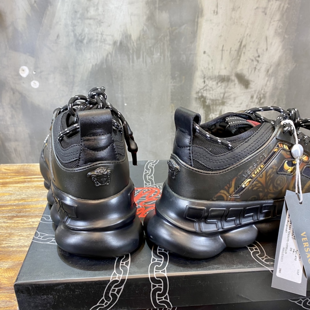 Versace Chain Reaction Central Greek Key Print Black - vstockx