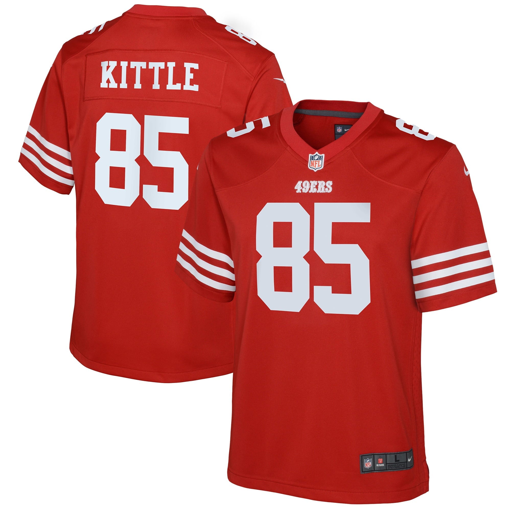 Youth Nike George Kittle Scarlet San Francisco 49ers Game Jersey - vstockx