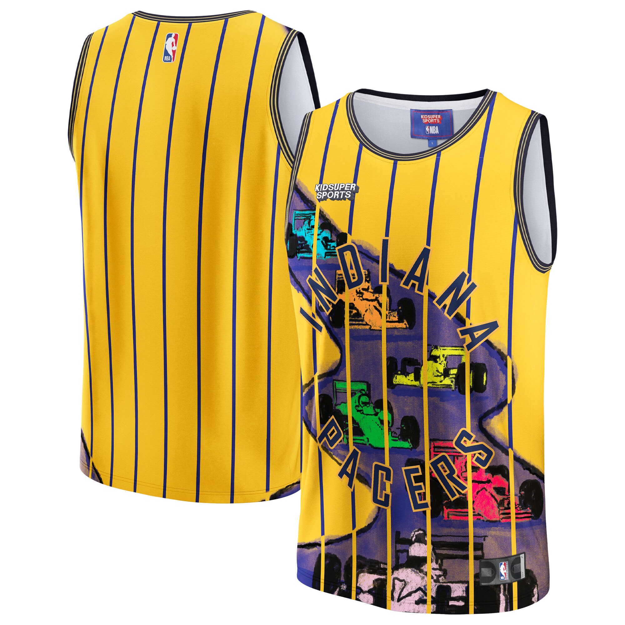 Indiana Pacers NBA & KidSuper Studios by Fanatics Unisex Hometown Jersey - Gold - vstockx