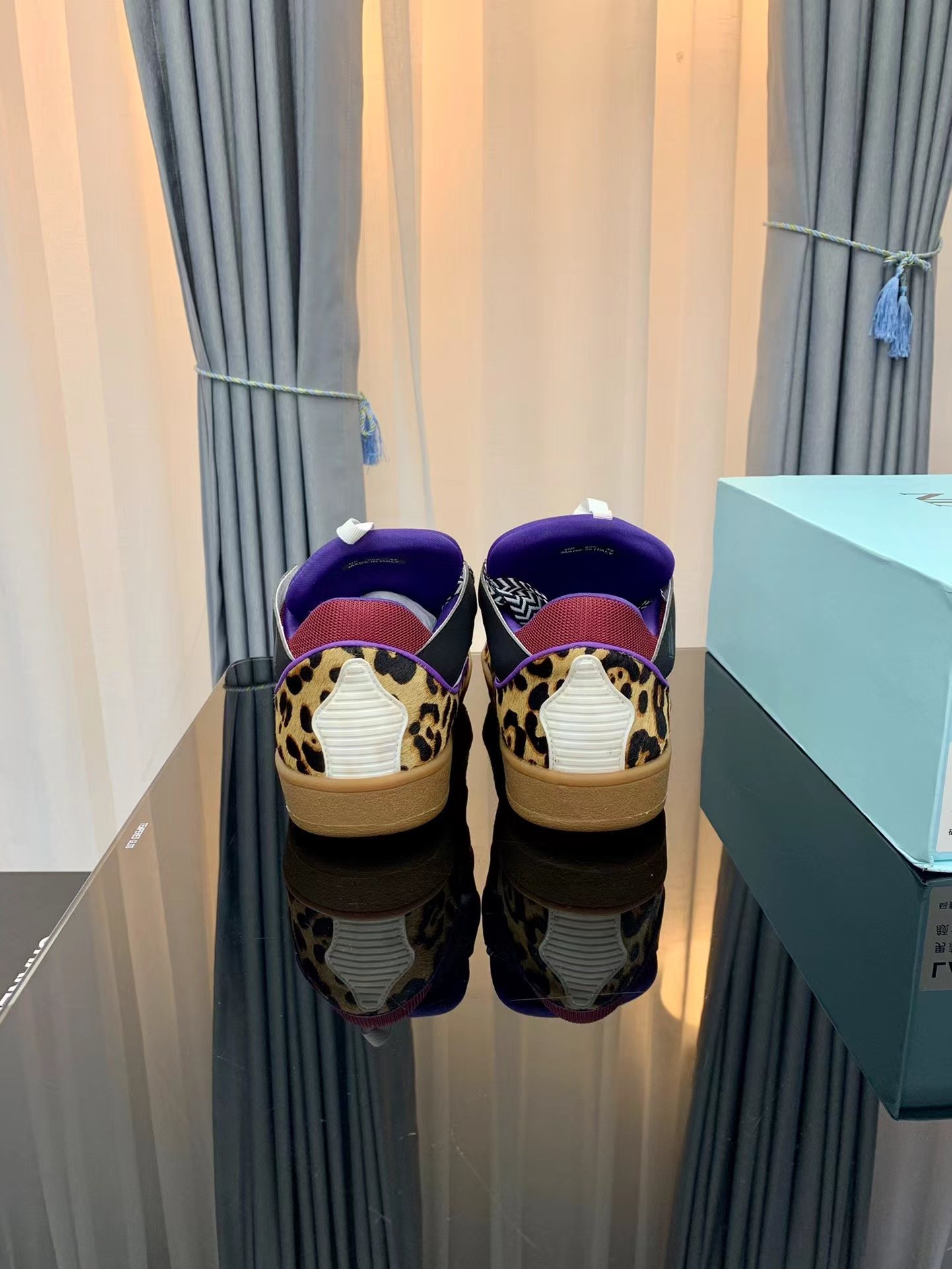 Lanvin Leather Curb Leopard print black - vstockx