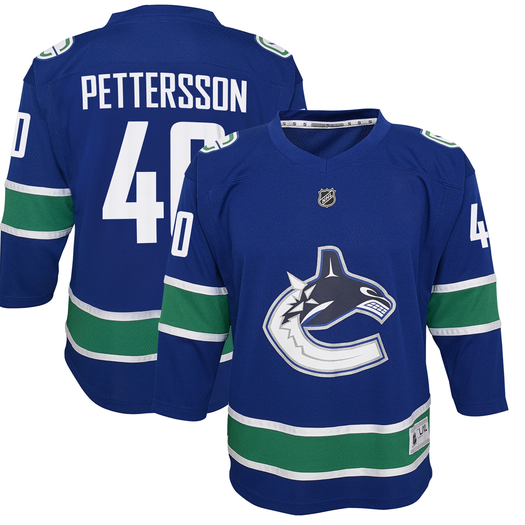 Elias Pettersson Vancouver Canucks Youth 2019/20 Home Replica Player Jersey - Royal - vstockx