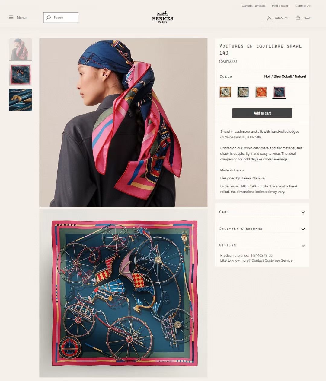 Streetwear Scarf Hermes 328798 SIZE:140cm*140cm - vstockx