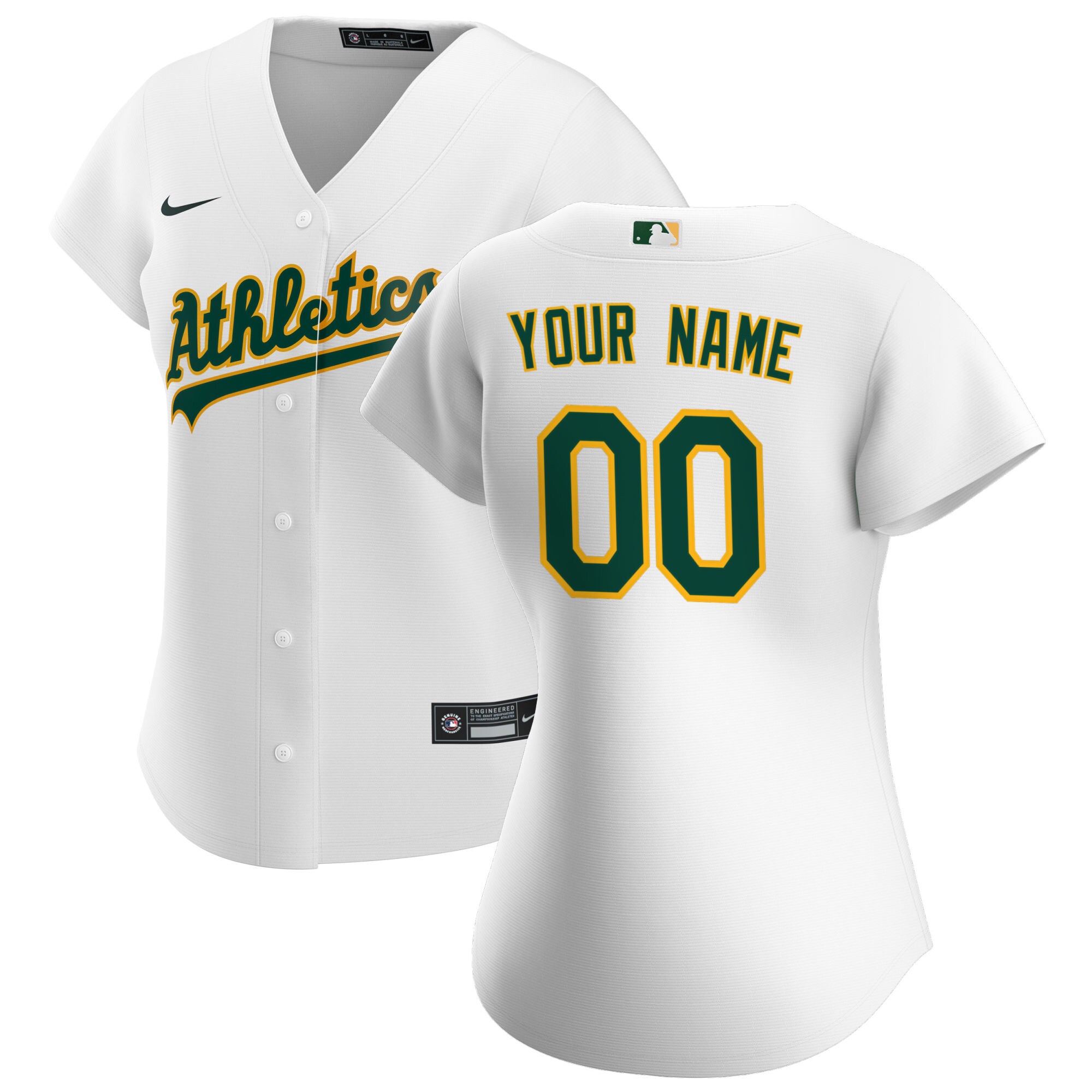 Oakland Athletics Nike Women's Home Replica Custom Jersey - White - vstockx