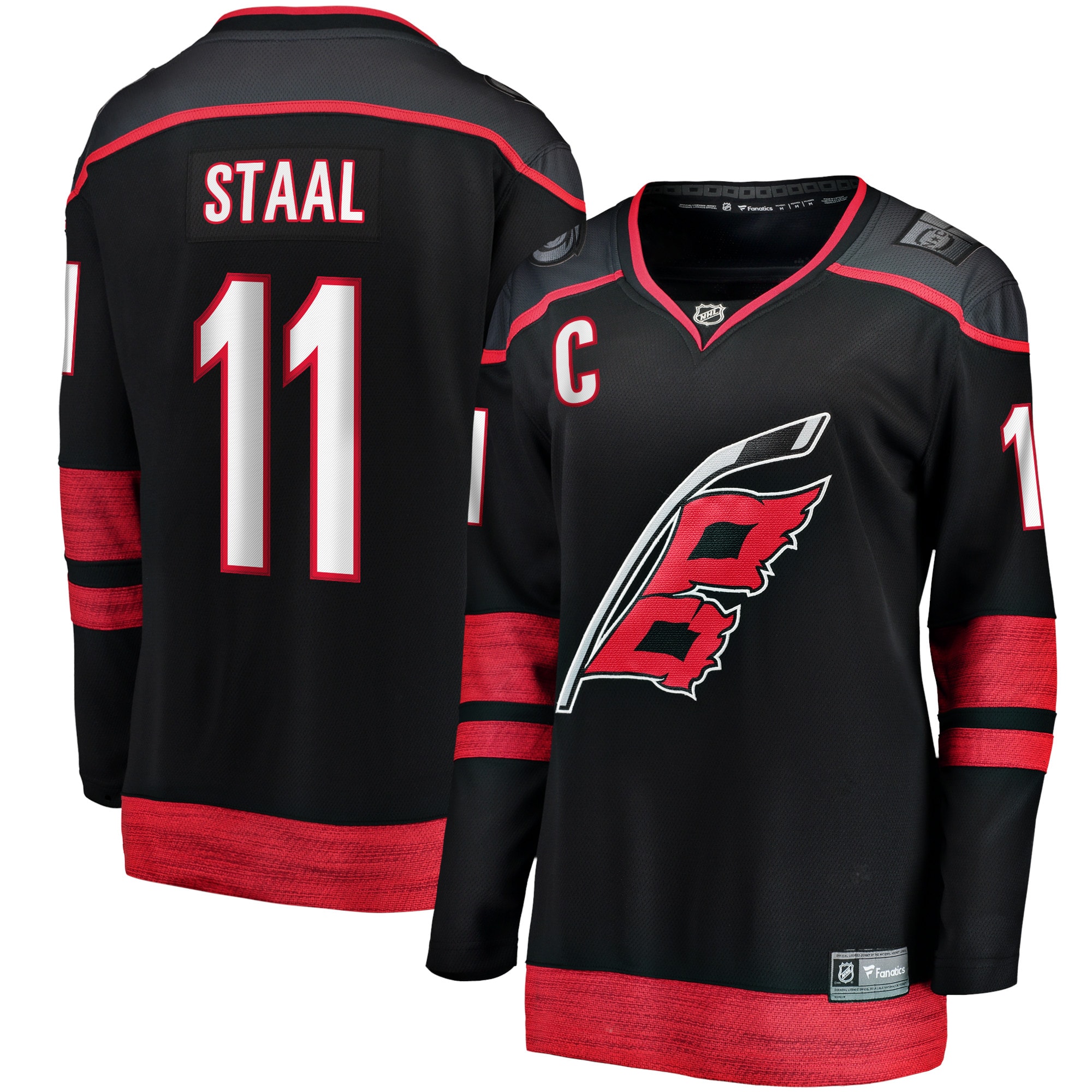 Jordans Staal Carolina Hurricanes Fanatics Branded Women's Home Captain Patch Breakaway Player Jersey - Black - vstockx
