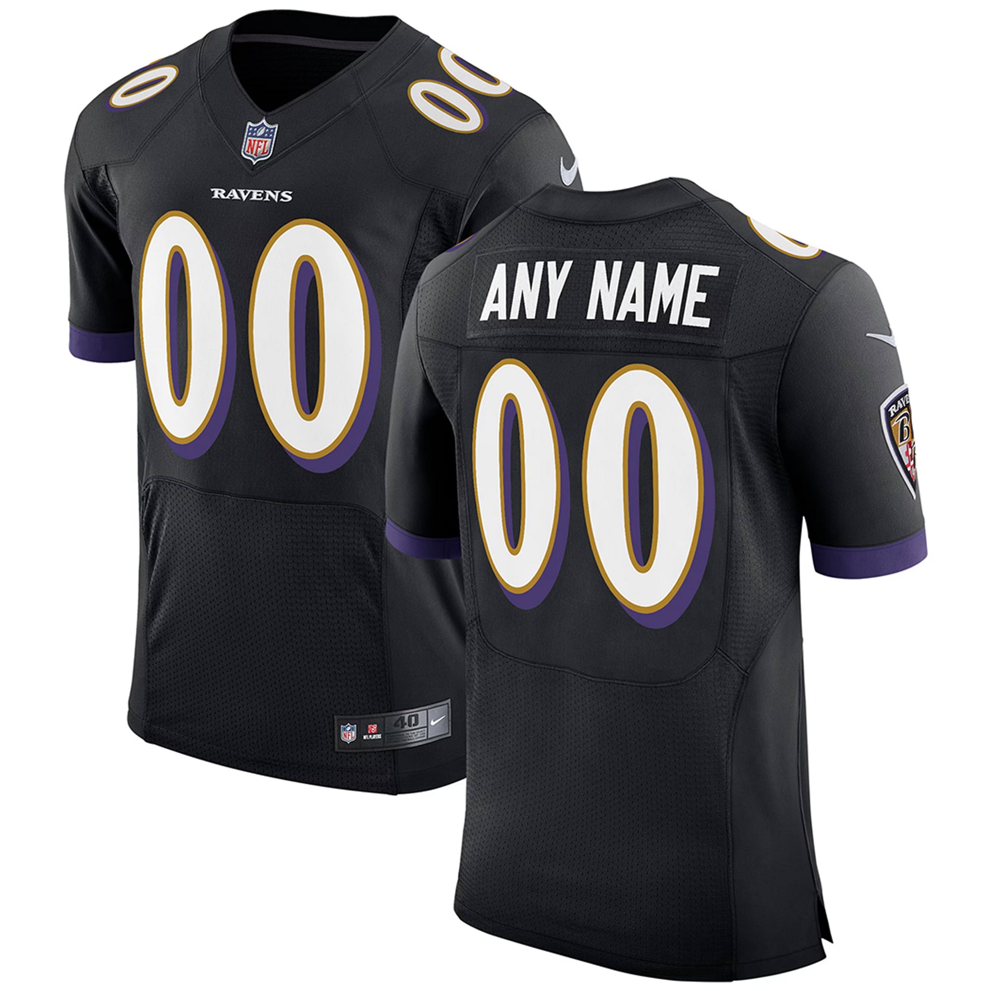 Baltimore Ravens Nike Speed Machine Elite Custom Jersey - Black - vstockx