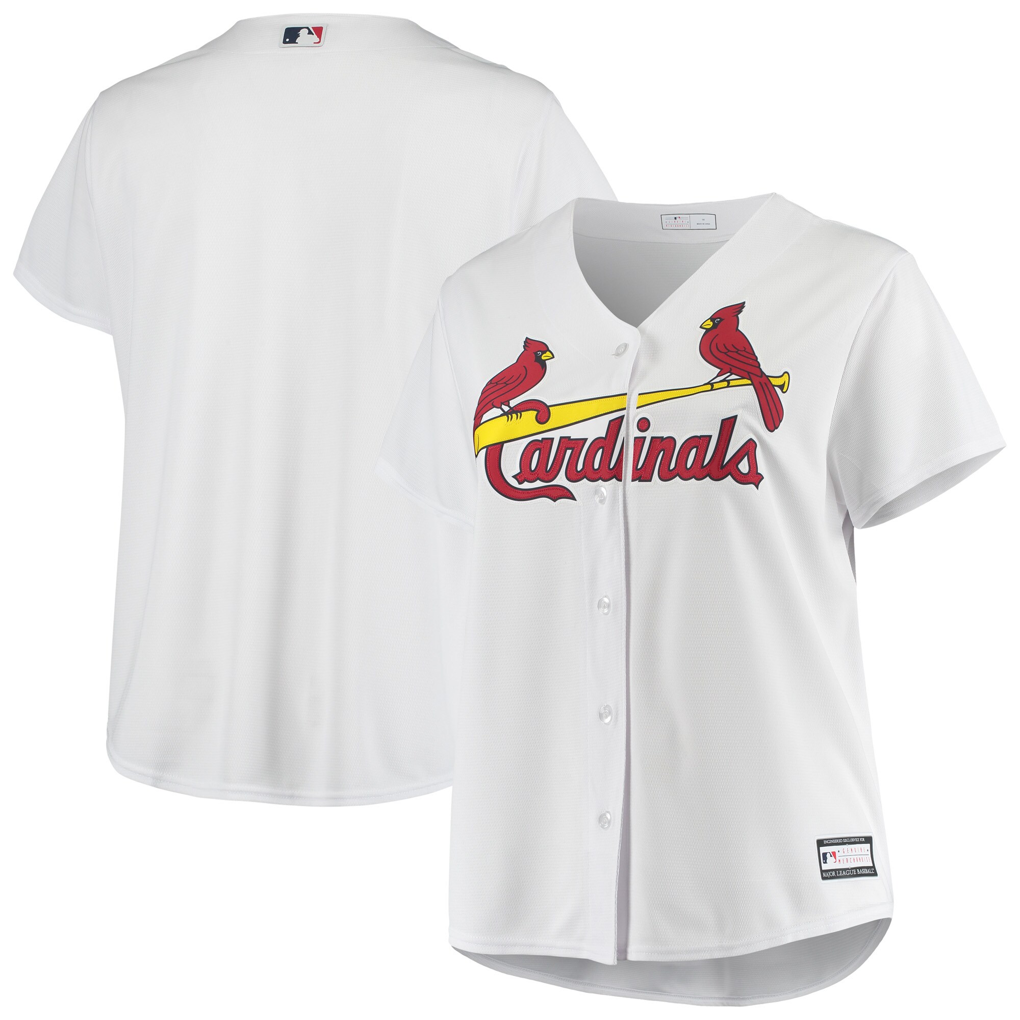 St. Louis Cardinals Women's Plus Size Home Replica Team Jersey - White - vstockx