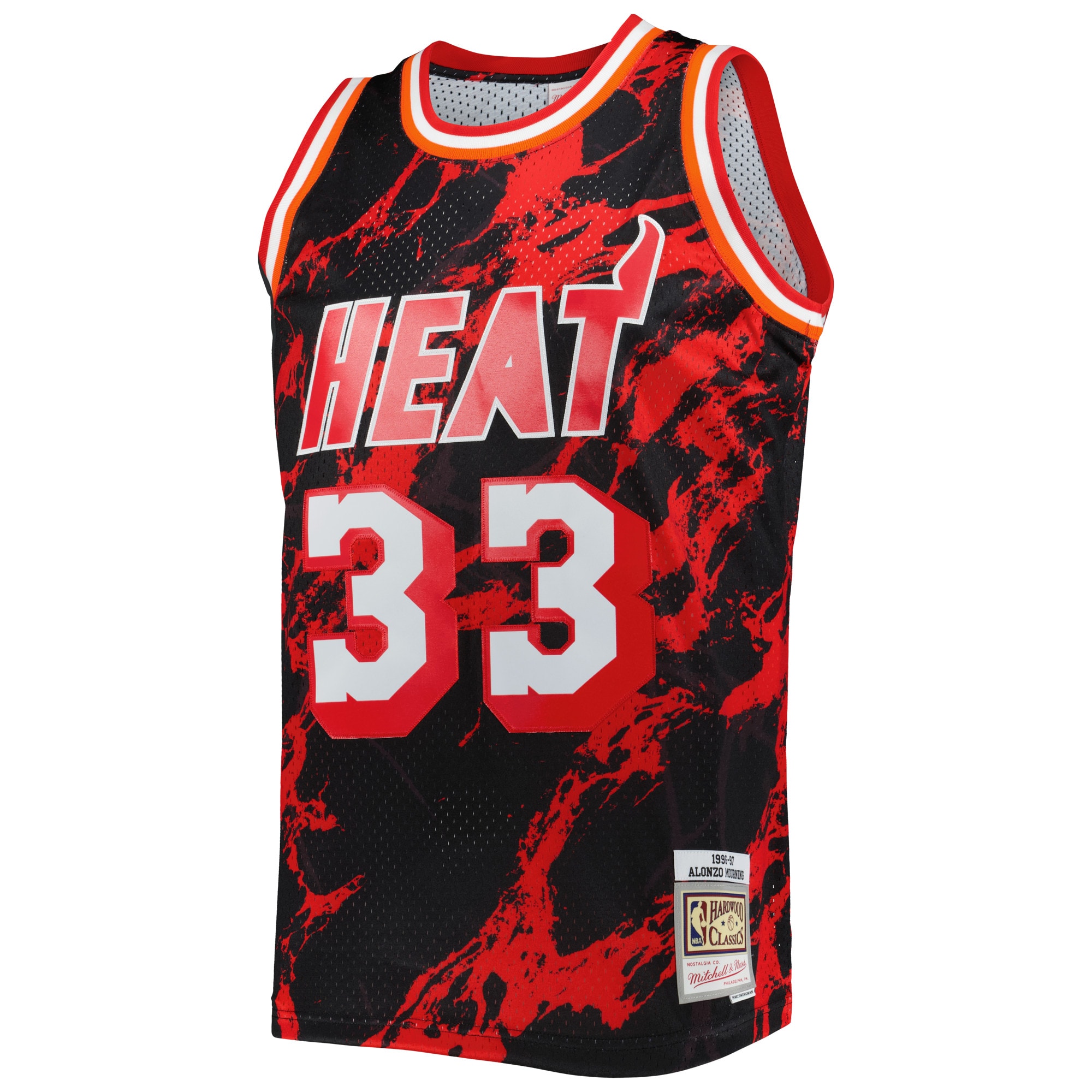 Alonzo Mourning Miami Heat Mitchell & Ness 1996/97 Hardwood Classics Marble Swingman Jersey - Black - vstockx