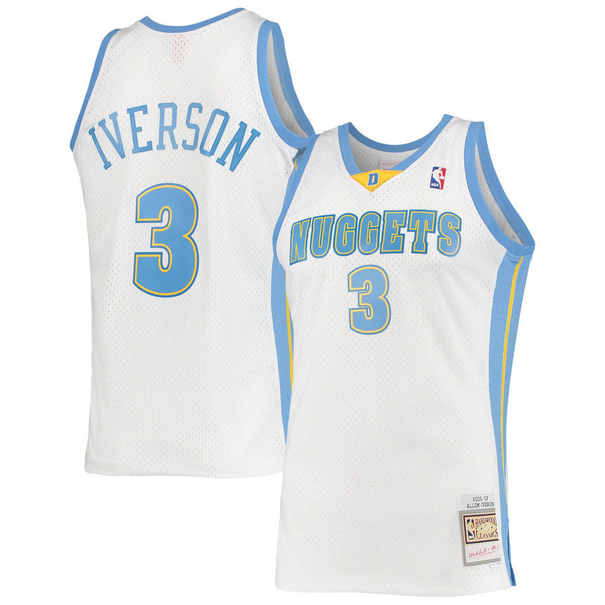 Men's Mitchell & Ness Allen Iverson White Denver Nuggets 2006-07 Hardwood Classics Swingman Jersey - vstockx