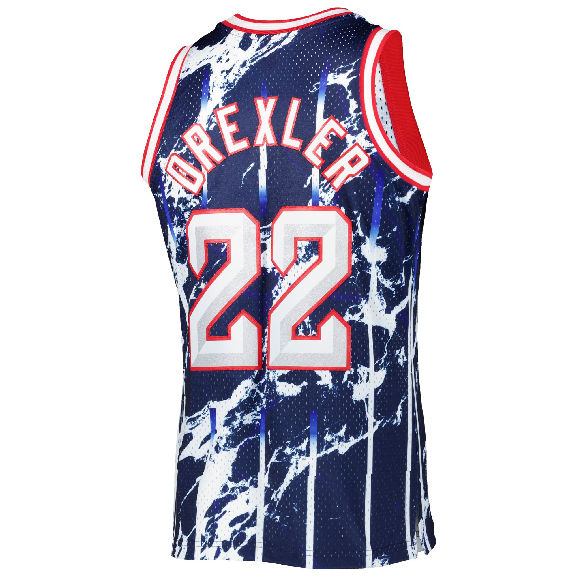 Clyde Drexler Houston Rockets Mitchell & Ness 1996/97 Hardwood Classics Marble Swingman Jersey - Navy - vstockx