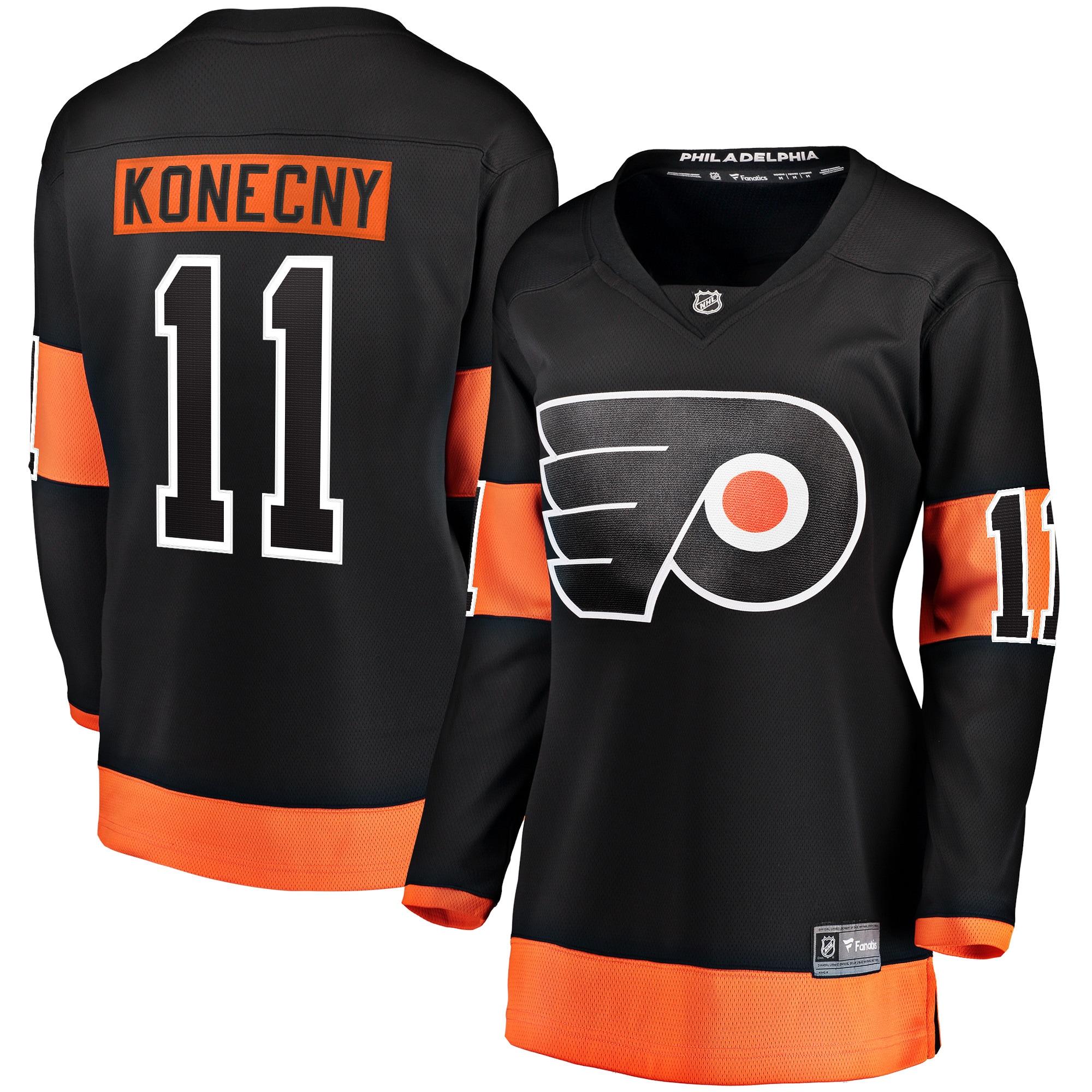 Travis Konecny Philadelphia Flyers Fanatics Branded Women's Alternate Premier Breakaway Jersey - Black - vstockx