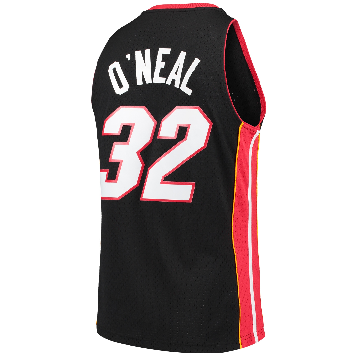 Men's Miami Heat Shaquille O'Neal Mitchell & Ness Black 2005-06 Hardwood Classics Swingman Jersey - vstockx