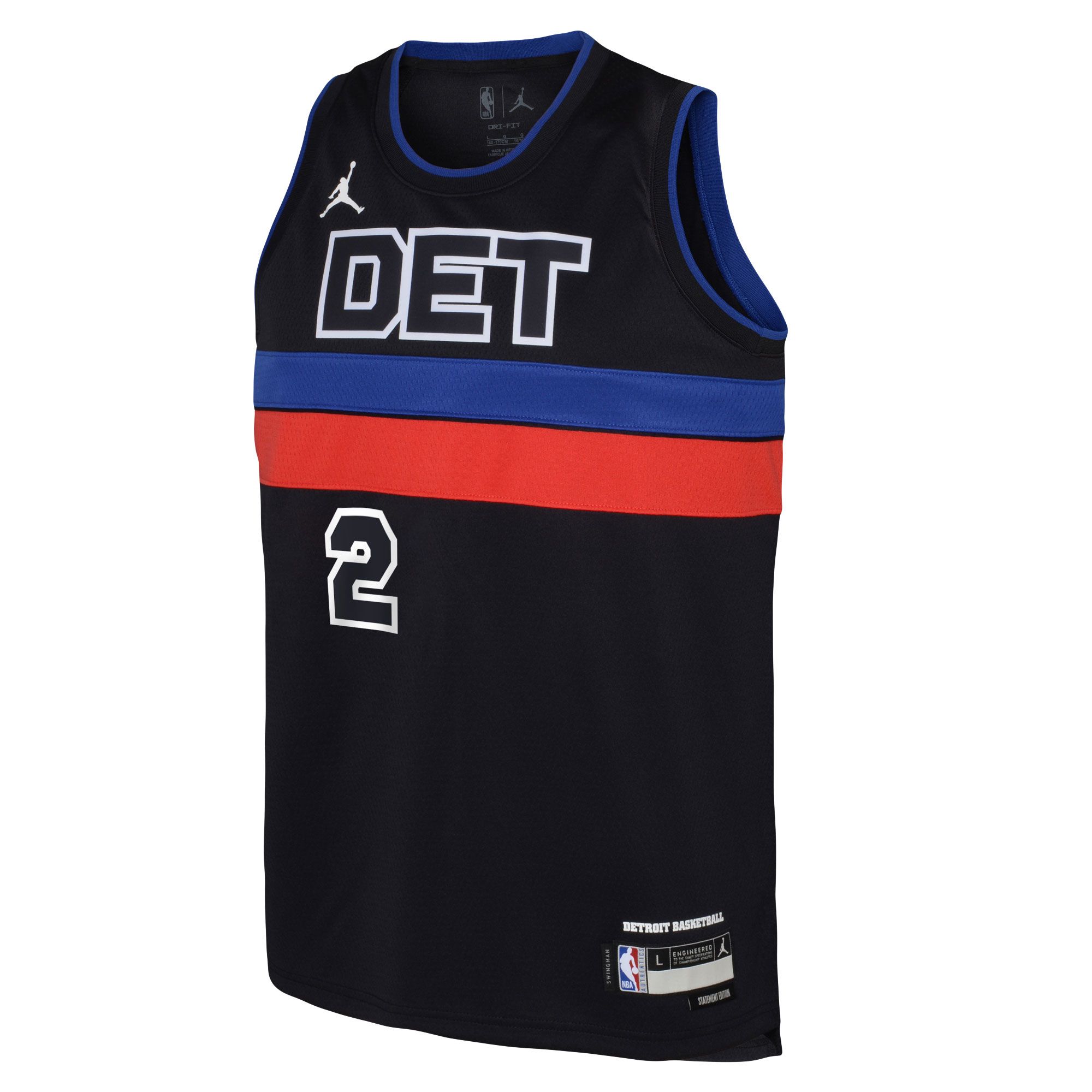 Cade Cunningham Detroit Pistons Jordans Brand Youth Swingman Jersey - Statement Edition - Black - vstockx