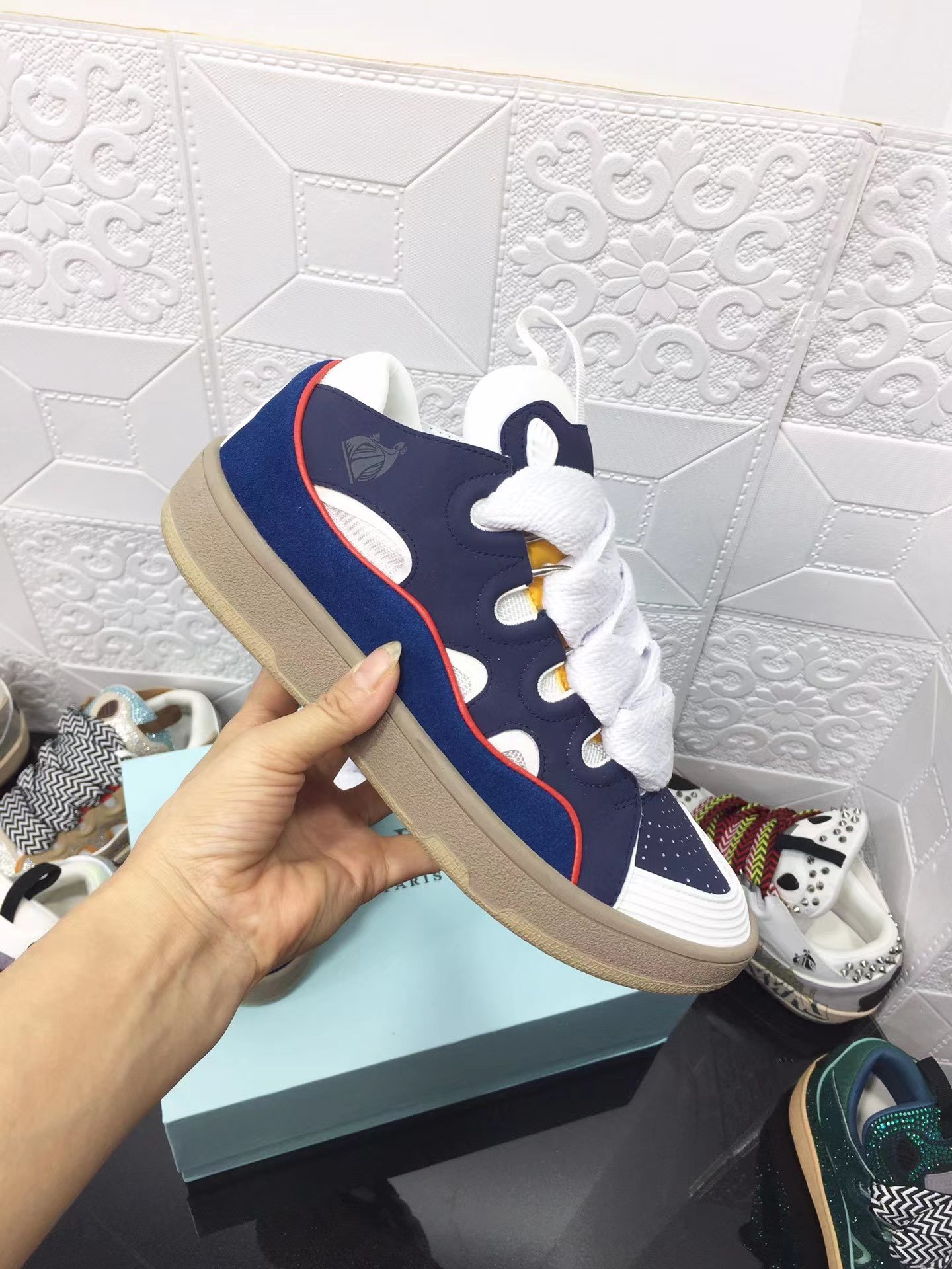 Lanvin Leather Curb blue and white color - vstockx